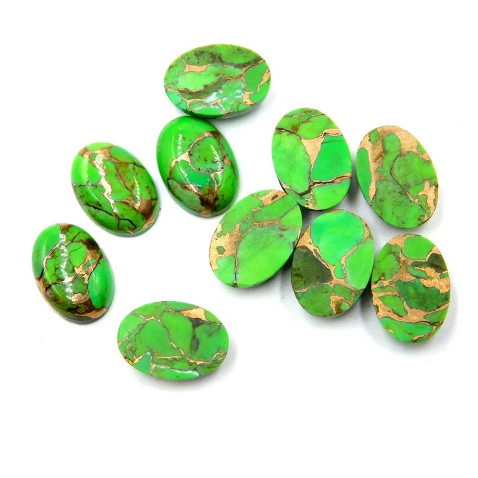 AAA+ Green Copper Turquoise Oval Cabochon Loose Gemstone (100 Pcs of Lot)