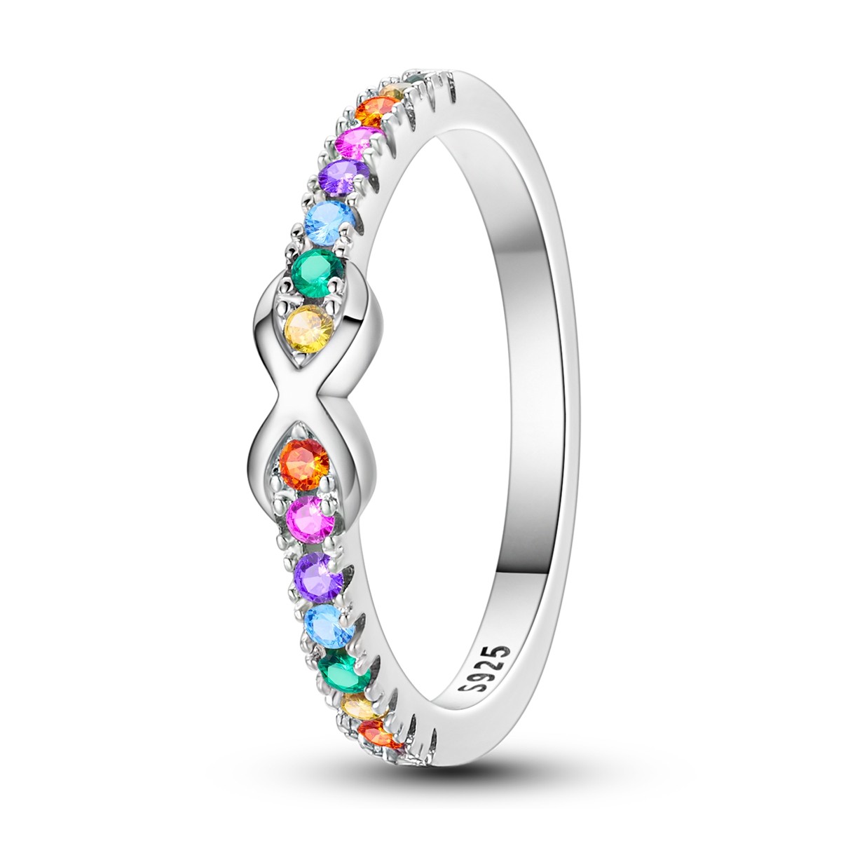 LAZA 925 Sterling Silver Colorful Rainbow Finger Ring AAA CZ Women Jewelry