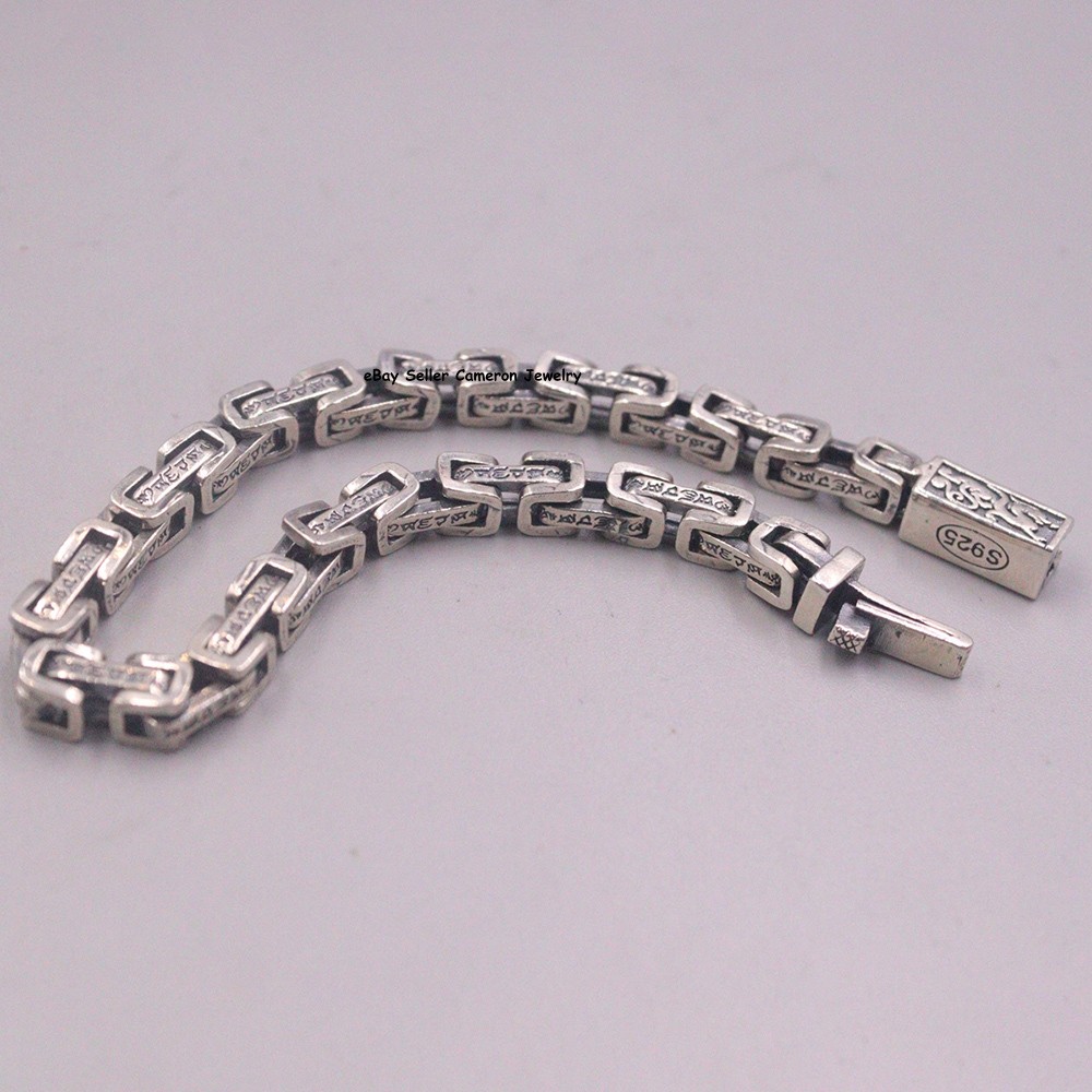 Pure S925 Sterling Silver Chain 5mm Byzantine Link Bracelet 25-26g 7.1inch
