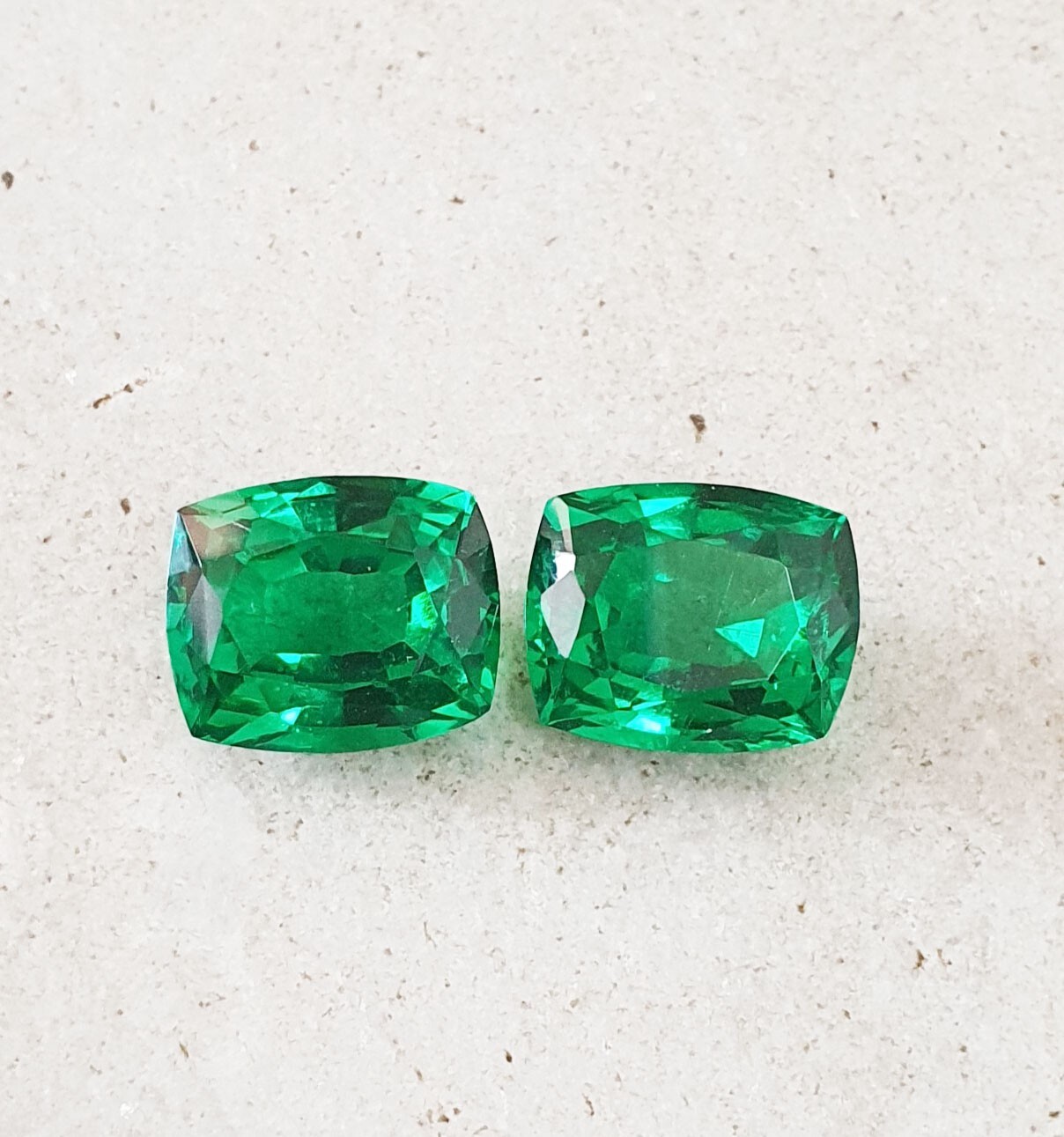 19.56 Ct Lovely Green Zambian Emerald Matching Pair Cushion Cut AAA Loose Gems