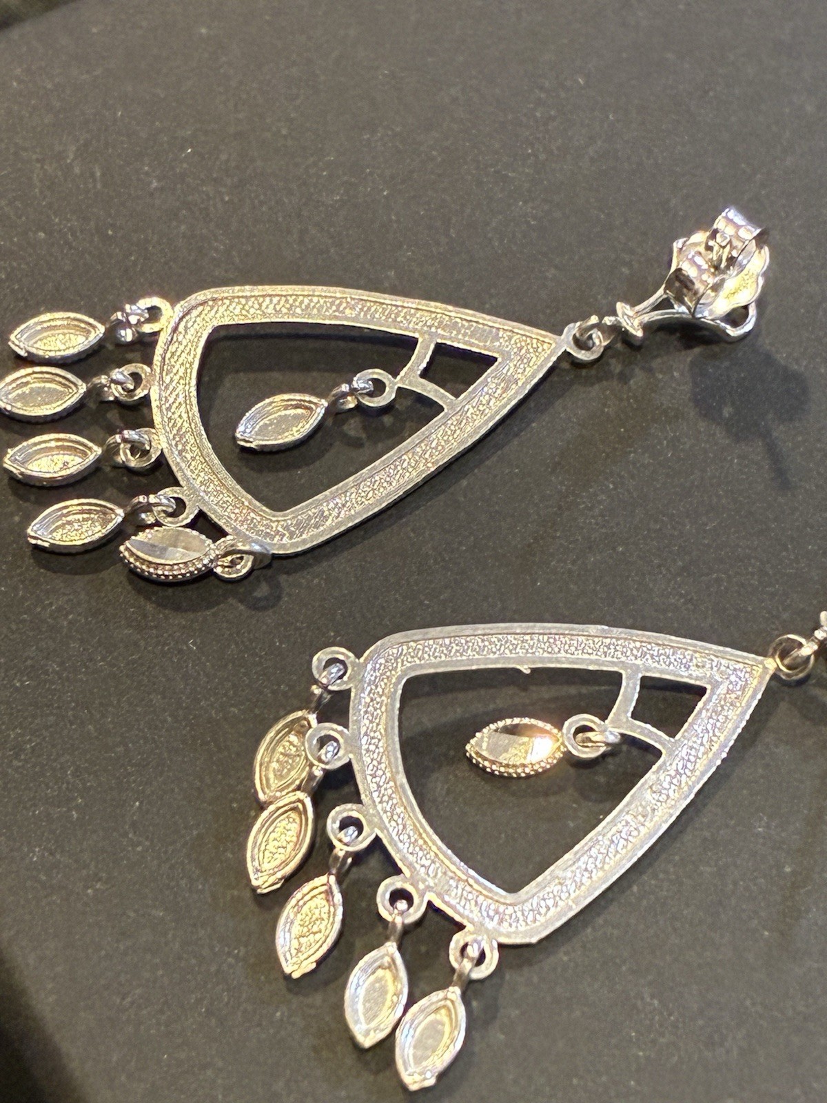 925 Sterling Silver Rhodium Chandelier Dangle Earrings 3cm Wide NWOT