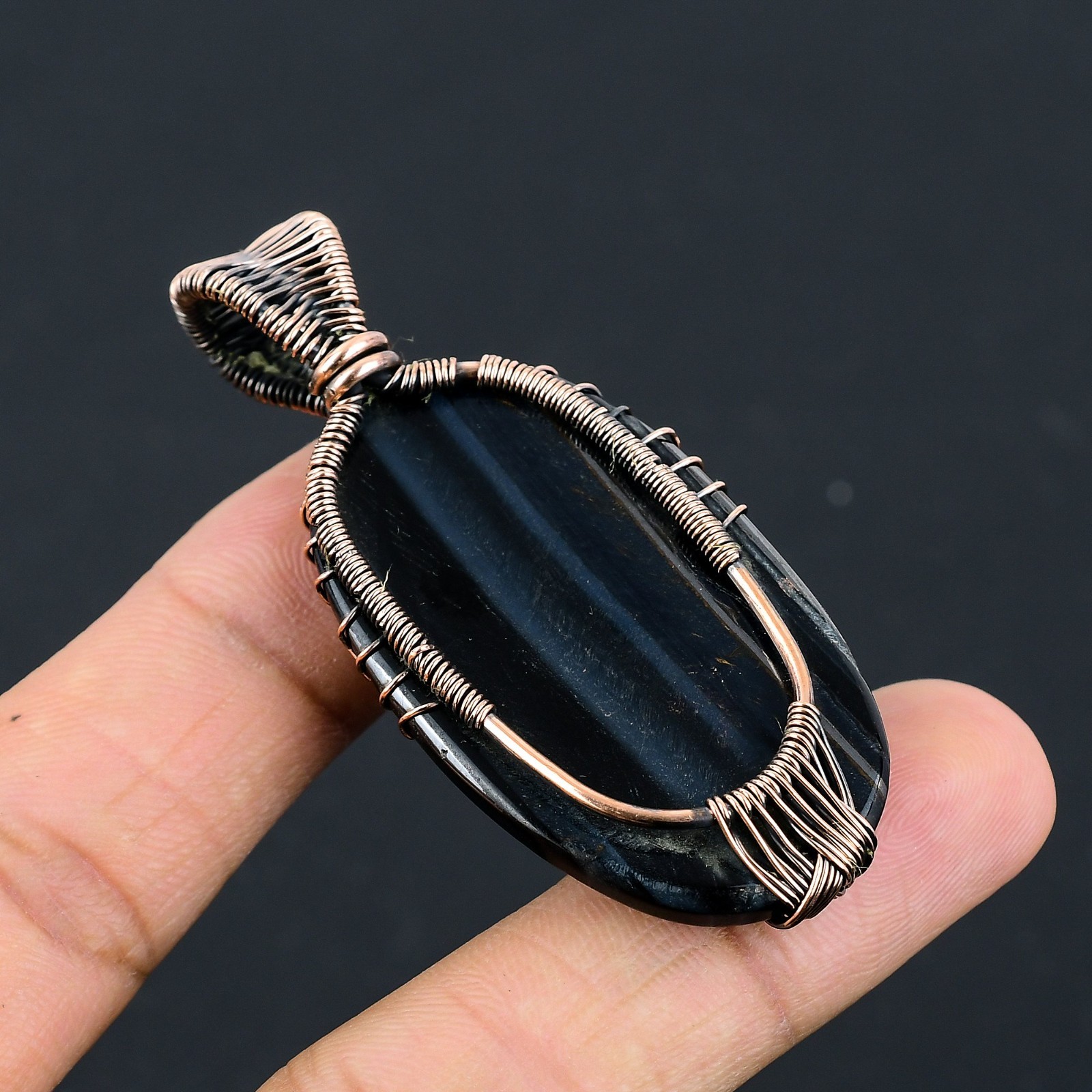 Neon Blue Apatite Handmade Gemstones Copper Wire Wrap Tree of Life Pendant
