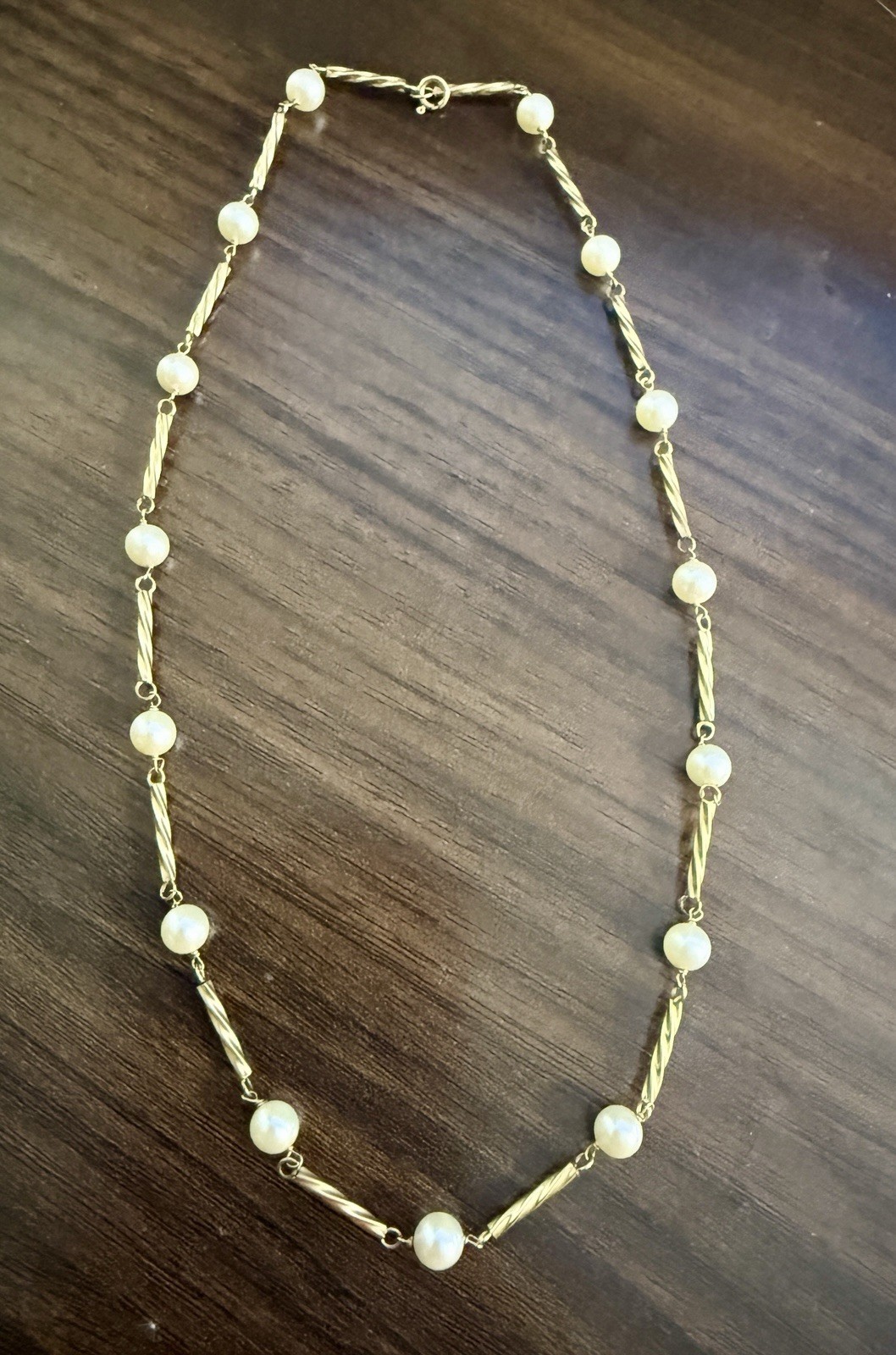 Estate 14K Yellow Gold and Pearl 5.7mm Necklace 16” 7.2g TW