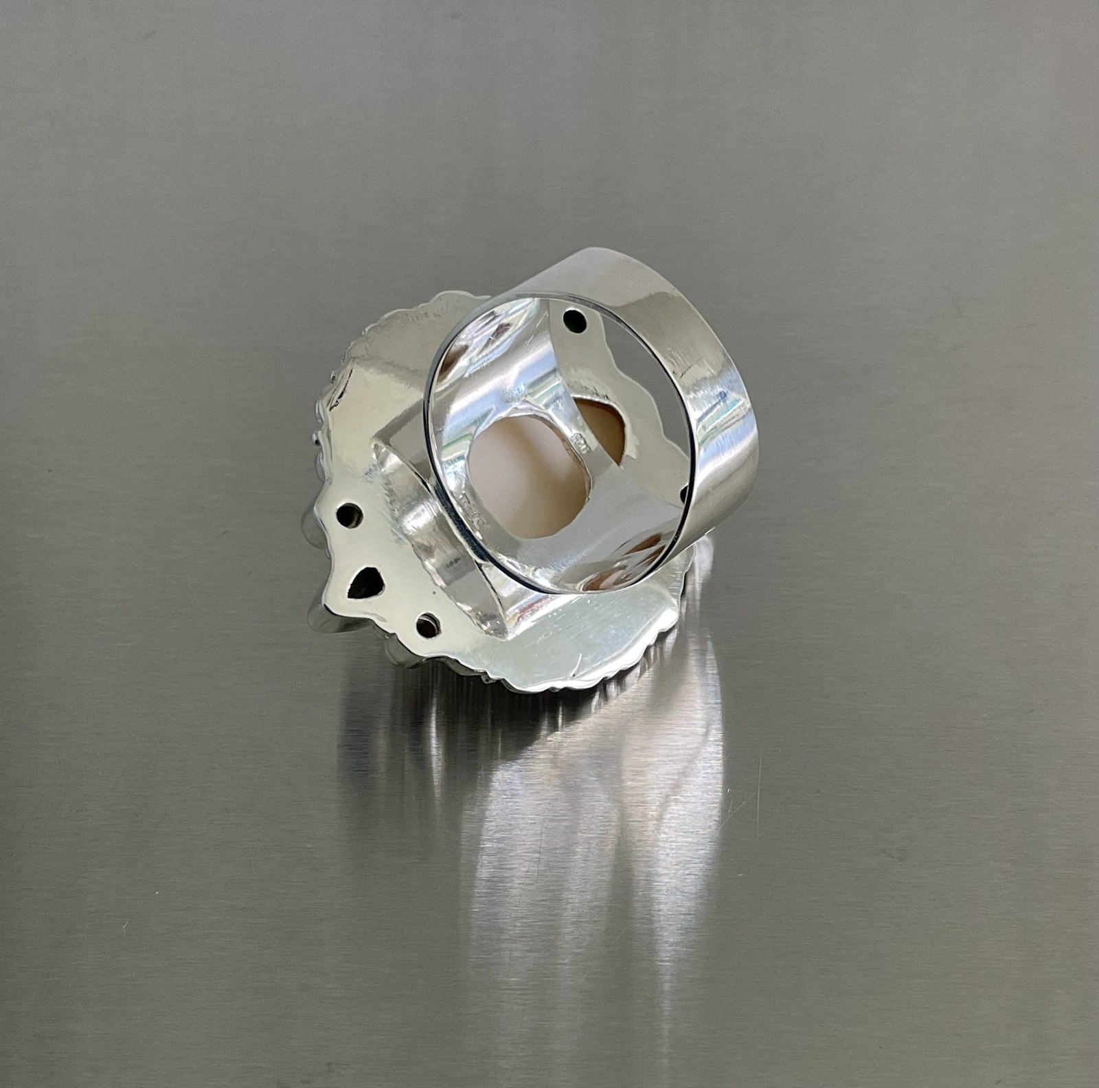 Sajen Silver Carved Goddess Ring Multi Gemstones 925 Sterling Silver Size 9