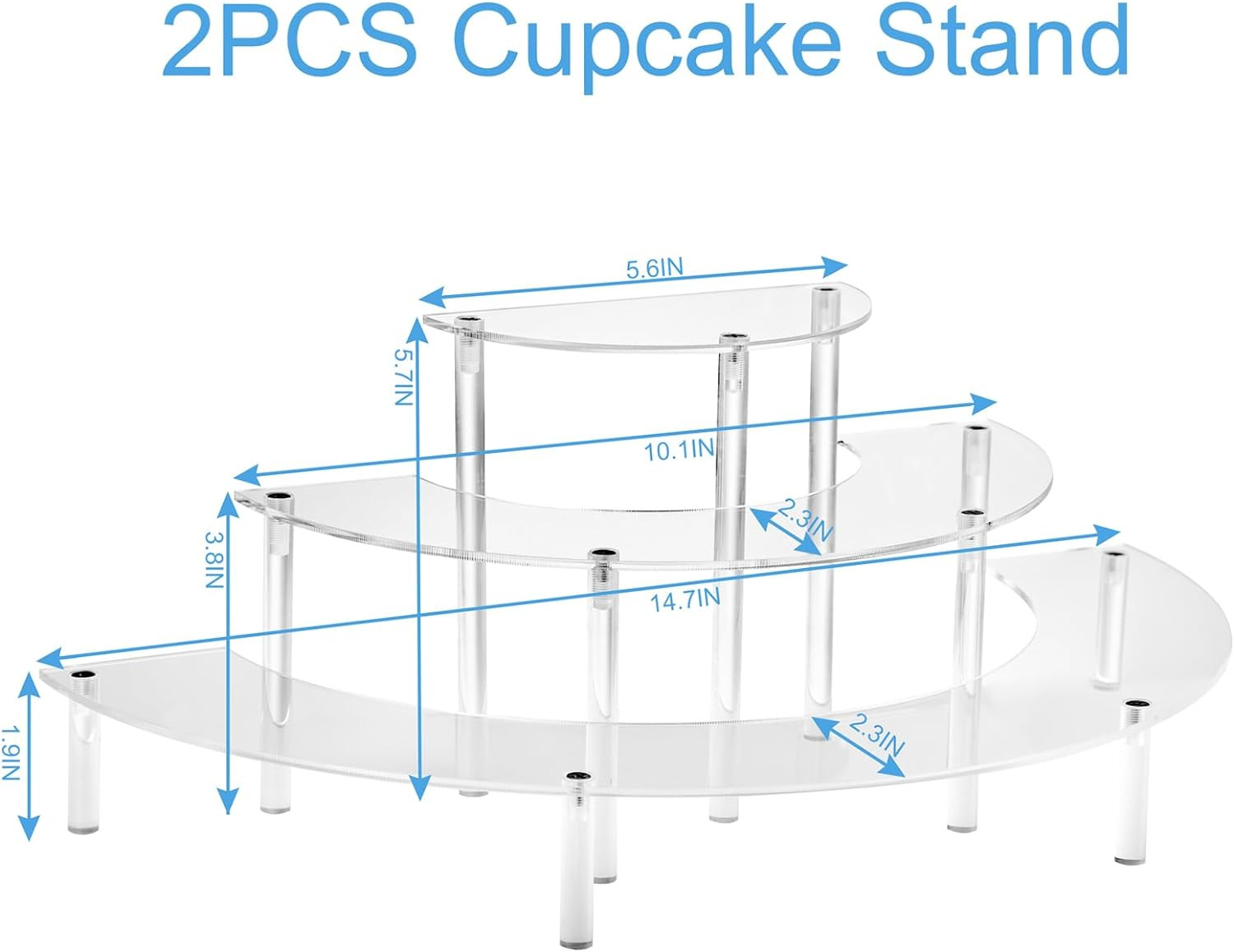 2PACKS Acrylic Display Risers, 3 Tier Clear Cupcake Stand Risers, Perfume Stand