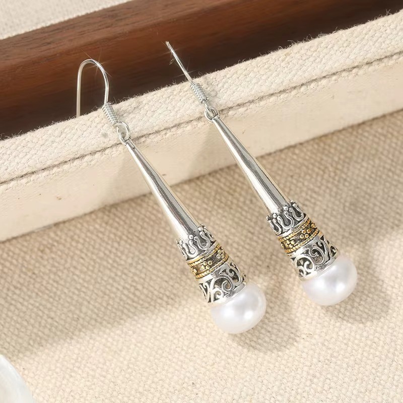 BRIGHTON BEACH Filigree Elegant Ethnic Style Draped Pendant Earrings