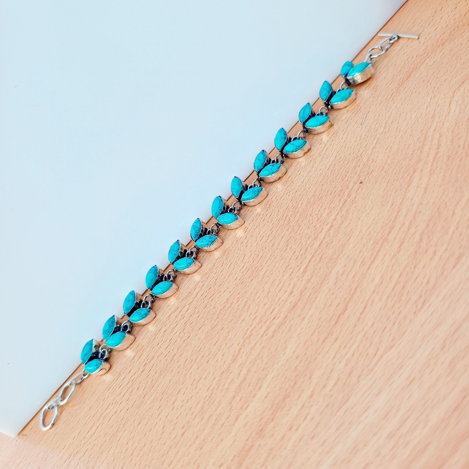 Turquoise Gemstone Bracelet Sterling Silver Bracelet Handmade Bracelet Jewelry