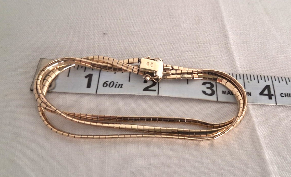Vintage UnoAerre 8K Gold 333 Multi-Strand Omega Bracelet Italy 13.4g Signed