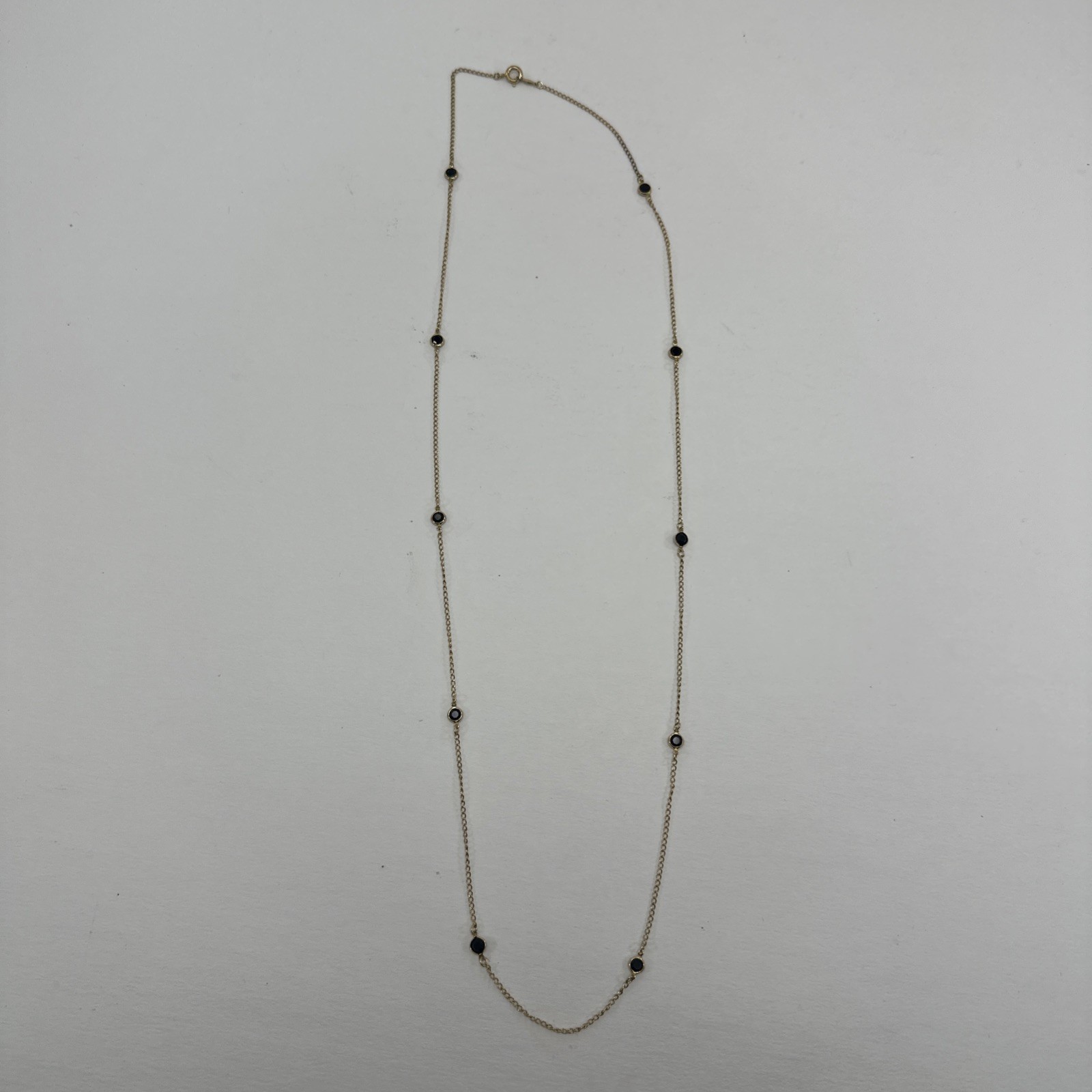 Vintage 12K Gold Plated Necklace Gold GE Chain With Black Stones Dainty Classic