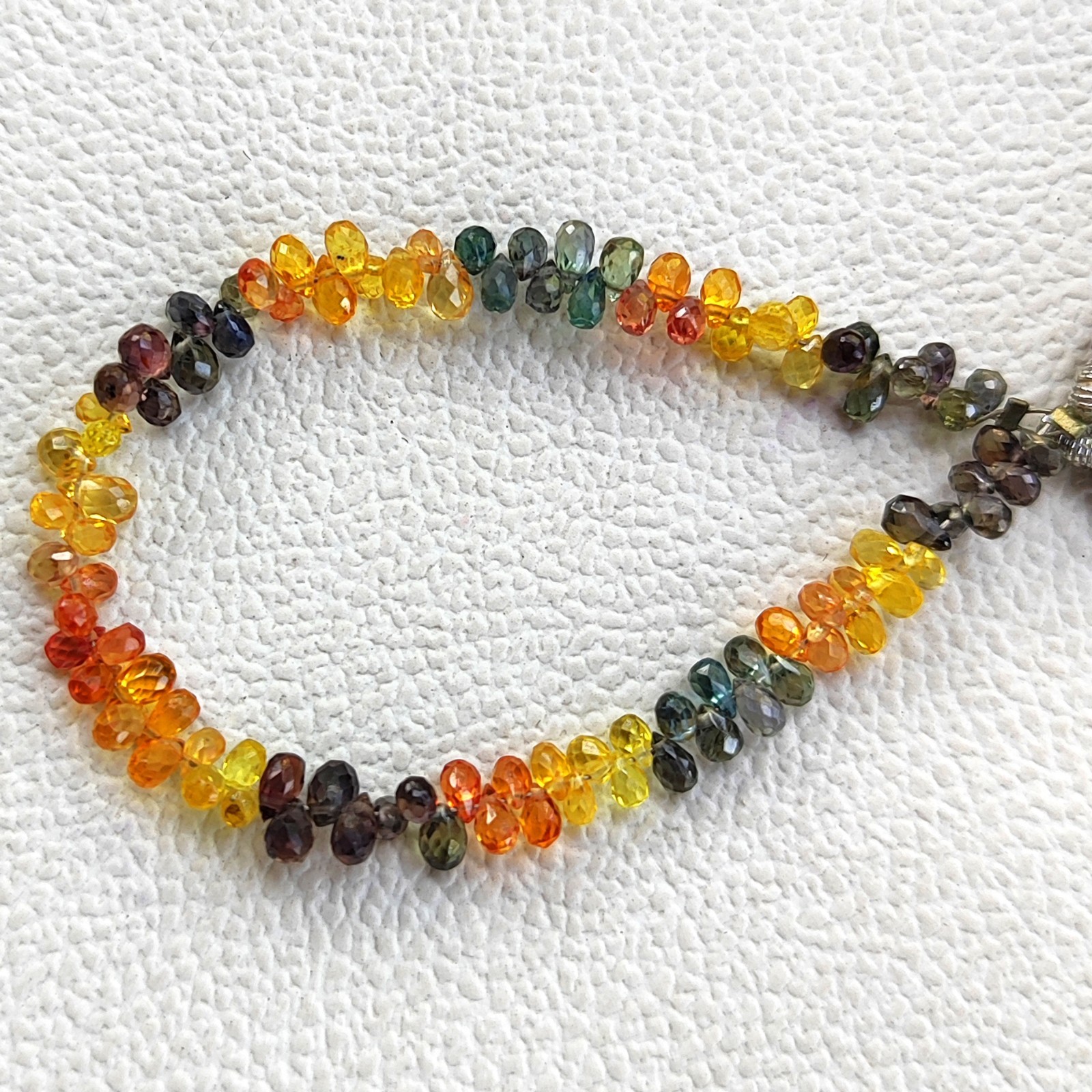 Rainbow Sapphire 4x3mm Faceted Drop Shape Gemstone Beads 5.5 Inch Strand