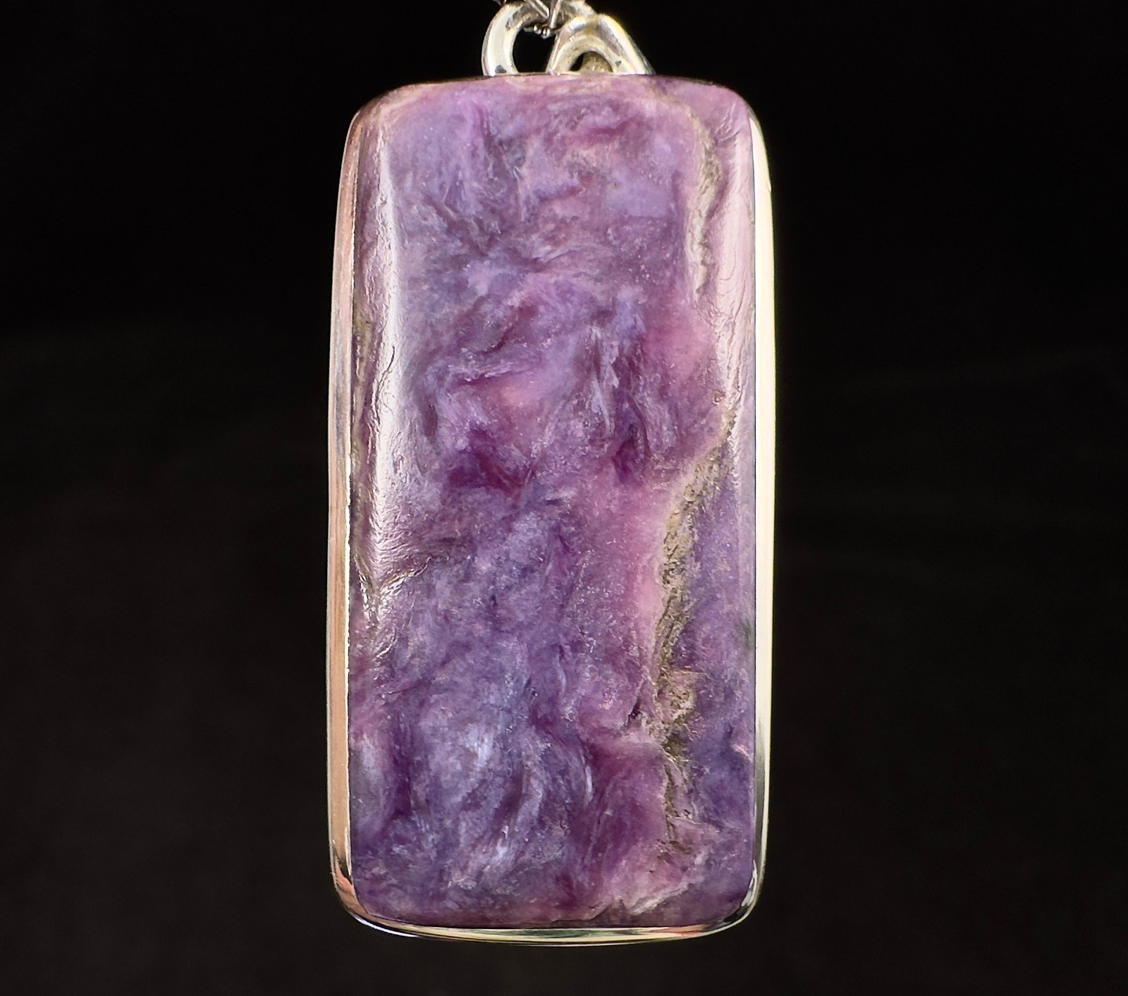 CHAROITE Crystal Pendant – Sterling Silver – Fine Jewelry, Healing Stones, 52886