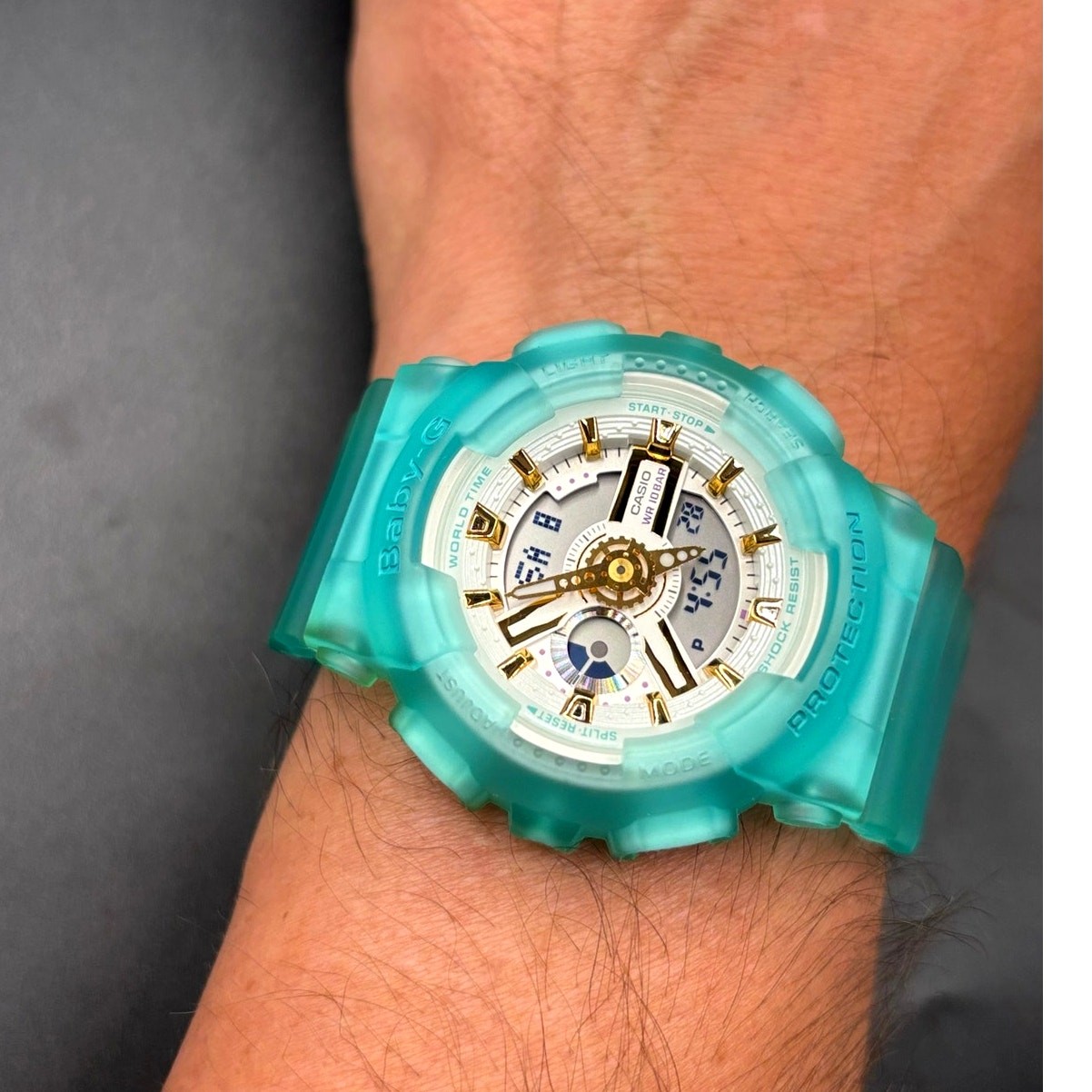 Casio Baby-G BA-110SC-2A Sea Glass Clear Teal Analog Digital Women’s Watch