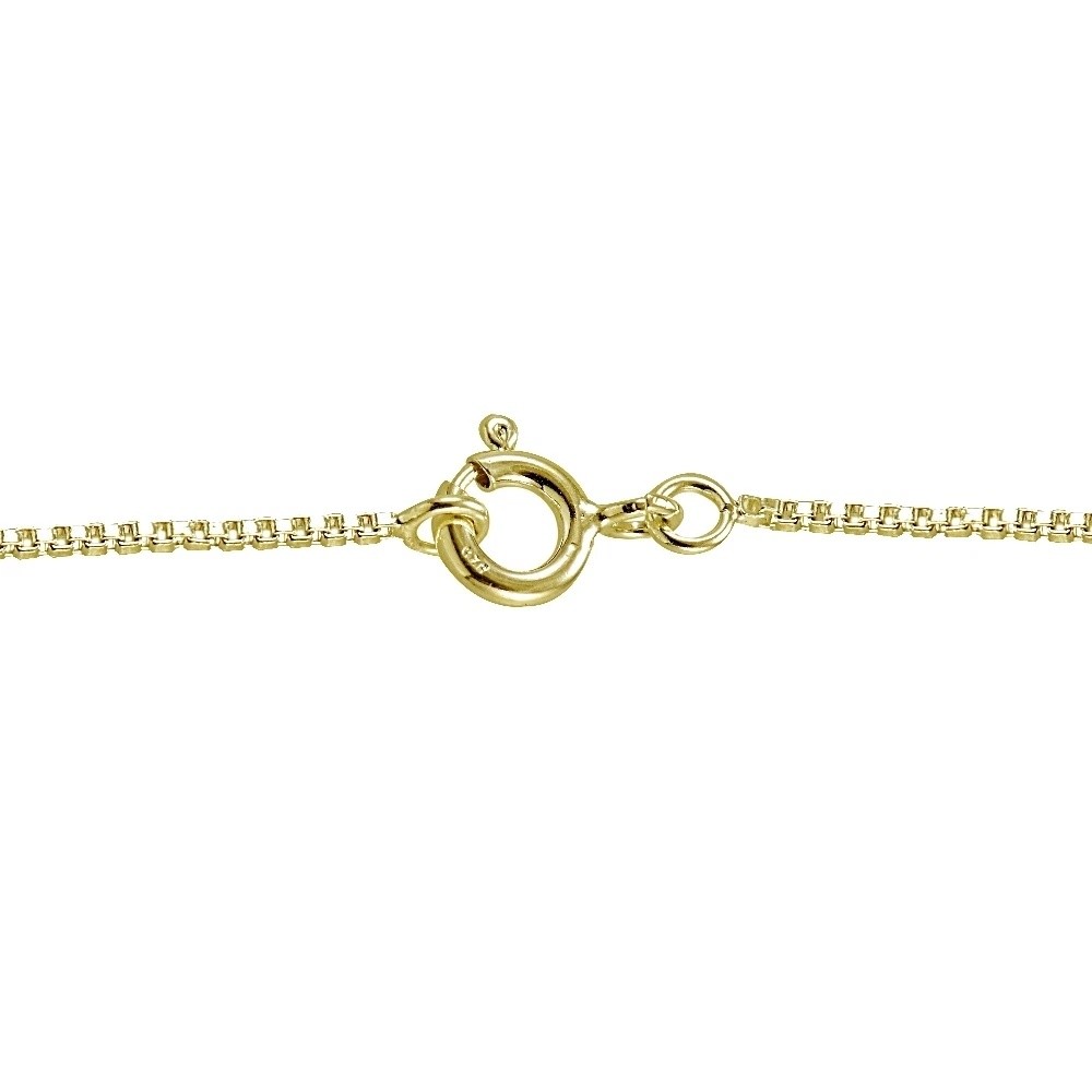 Gold Tone over .925 Sterling Silver 1mm Box Chain Necklace in Lengths 14-30