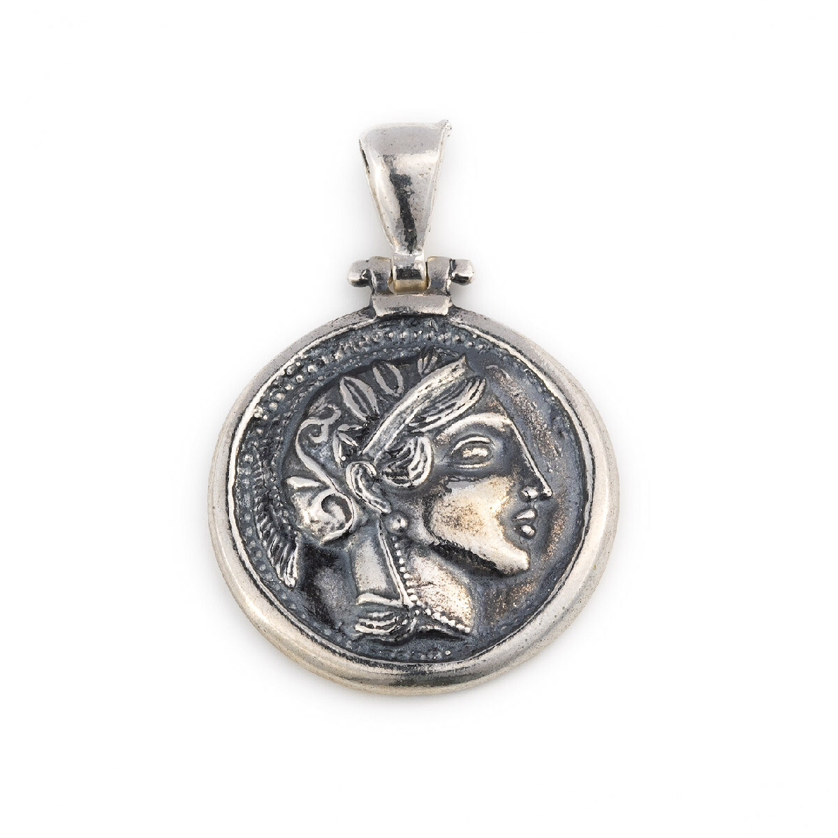 Greek Goddess Athena Coin Pendant 925 Sterling Silver, Handmade Greek Jewelry
