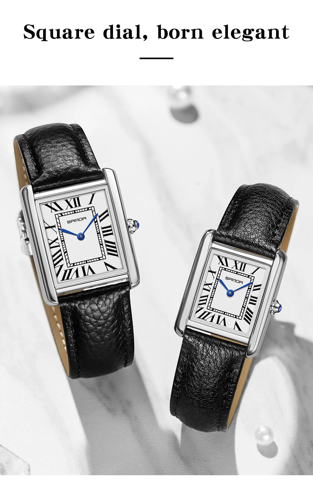 Fashion Roman Time scale 1108 Rectangular Couple Frank Watch Silver Luxur