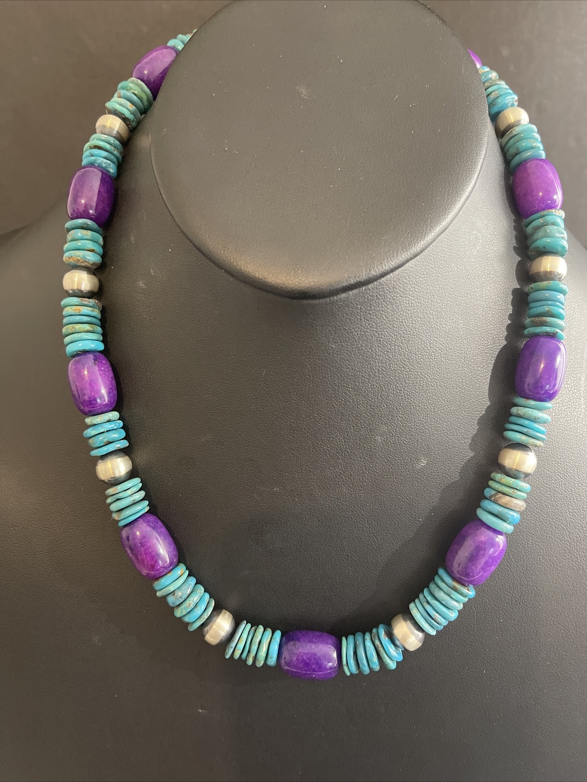 without tags Sterling silver Turquoise sugilite Necklace 19 Inch G2U