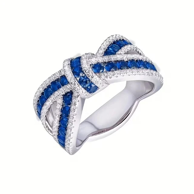 Lab Created Sapphire 2Ctw Round Cut Bow Knot Wedding Ring 14K White Gold Plated