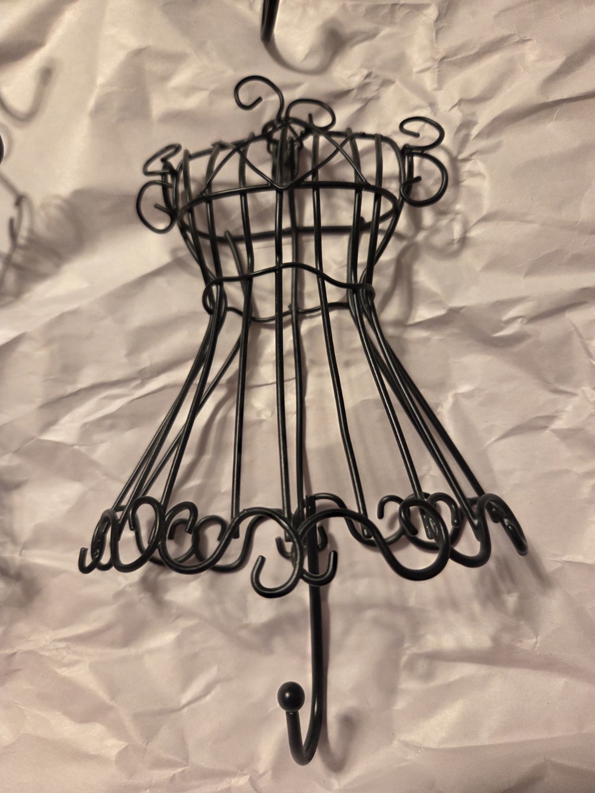 6.5″ Black Metal Wire Dress Form Mannequin Jewelry Holder Wall Hook Set Of 6