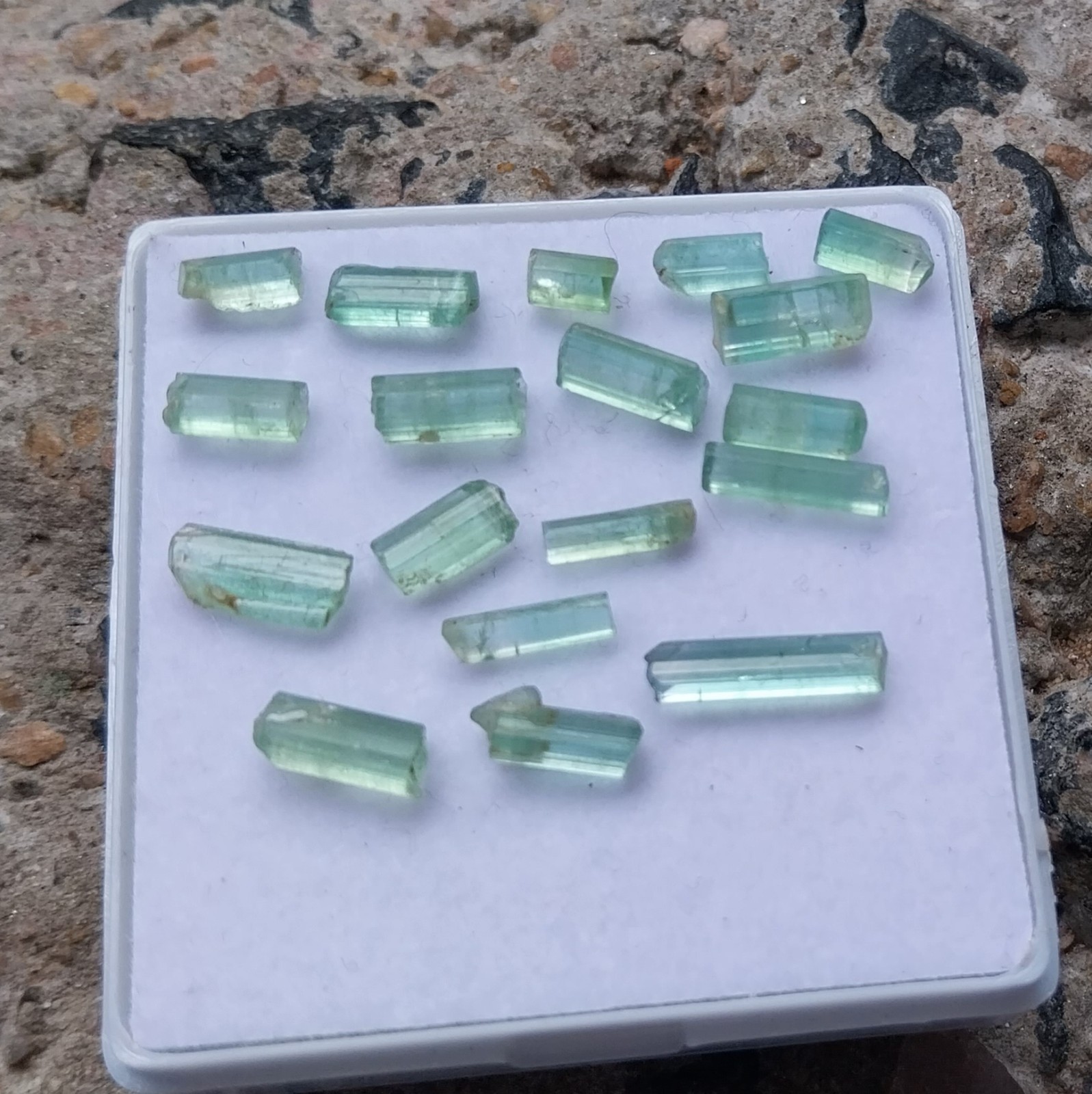 16 Ct 7 to 13 MM Natural Mint Green Tourmaline RAW Rough Pencil 17 Piece Lot