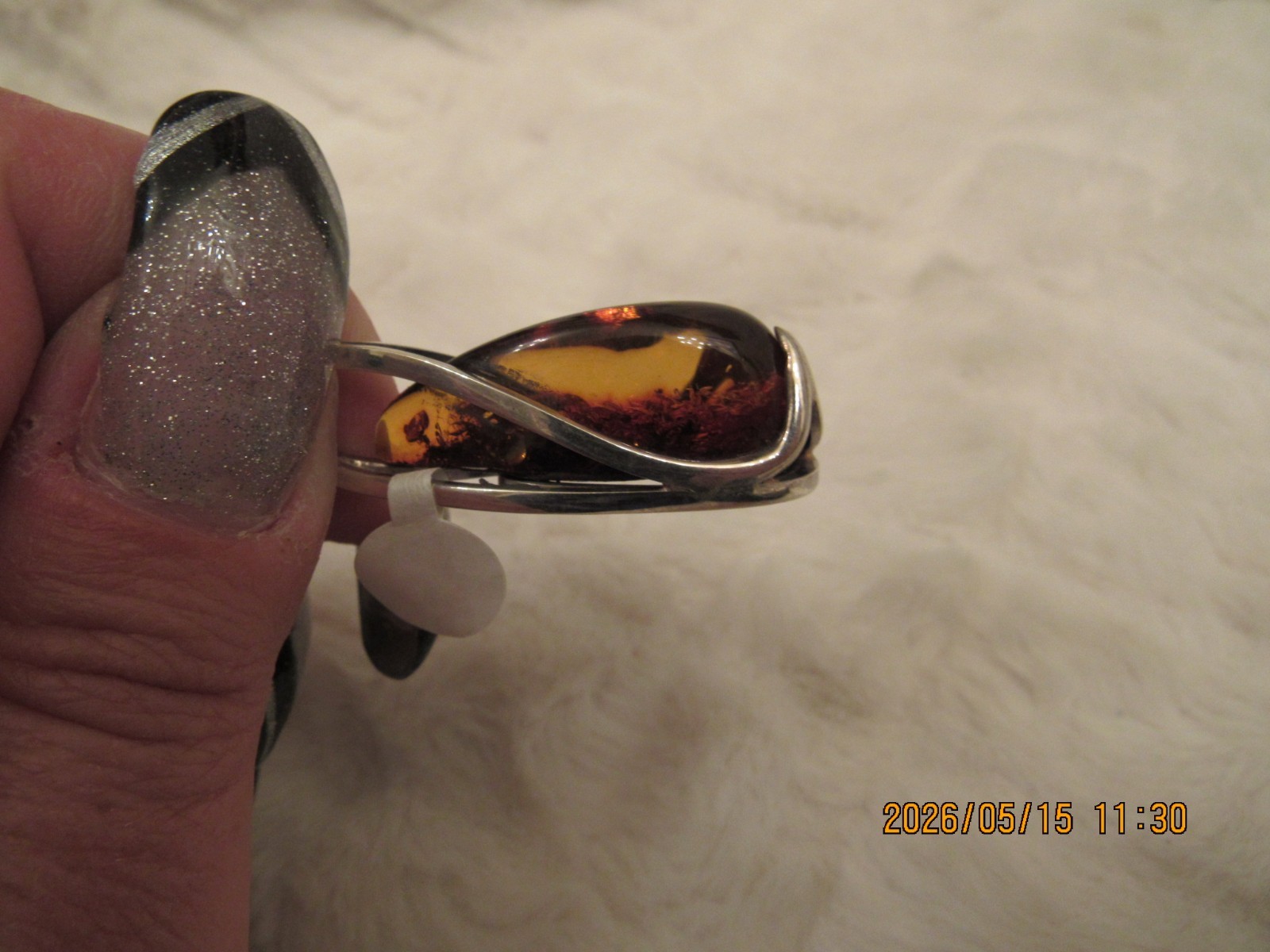 Sterling Silver Pendant Amber America