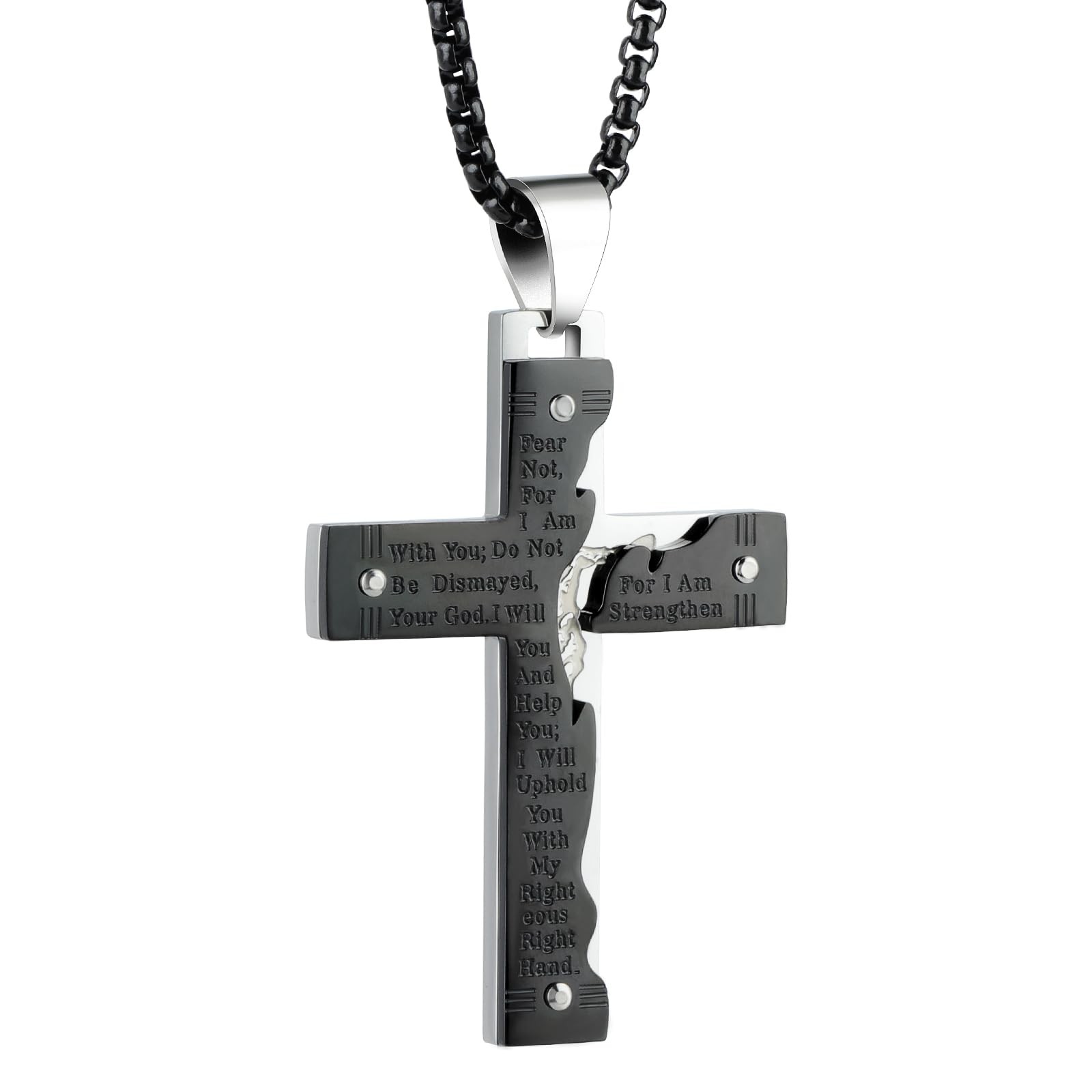 LeapoFaith Cross Pendant for Car Rear View Mirror 1.96 x 1.2 inches, Black