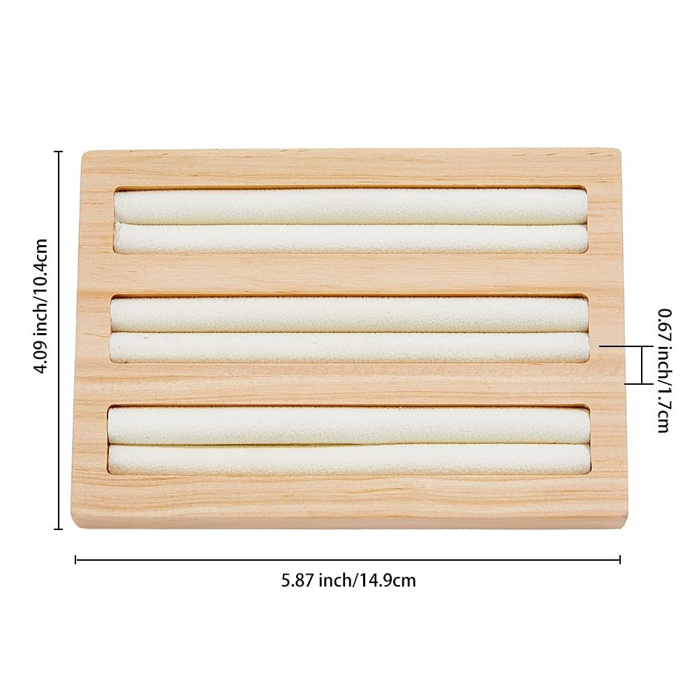 3-Slot Bamboo Ring Holder 5.87×4.09×10.63 Inch Wood Ring Displays Stand Recta…