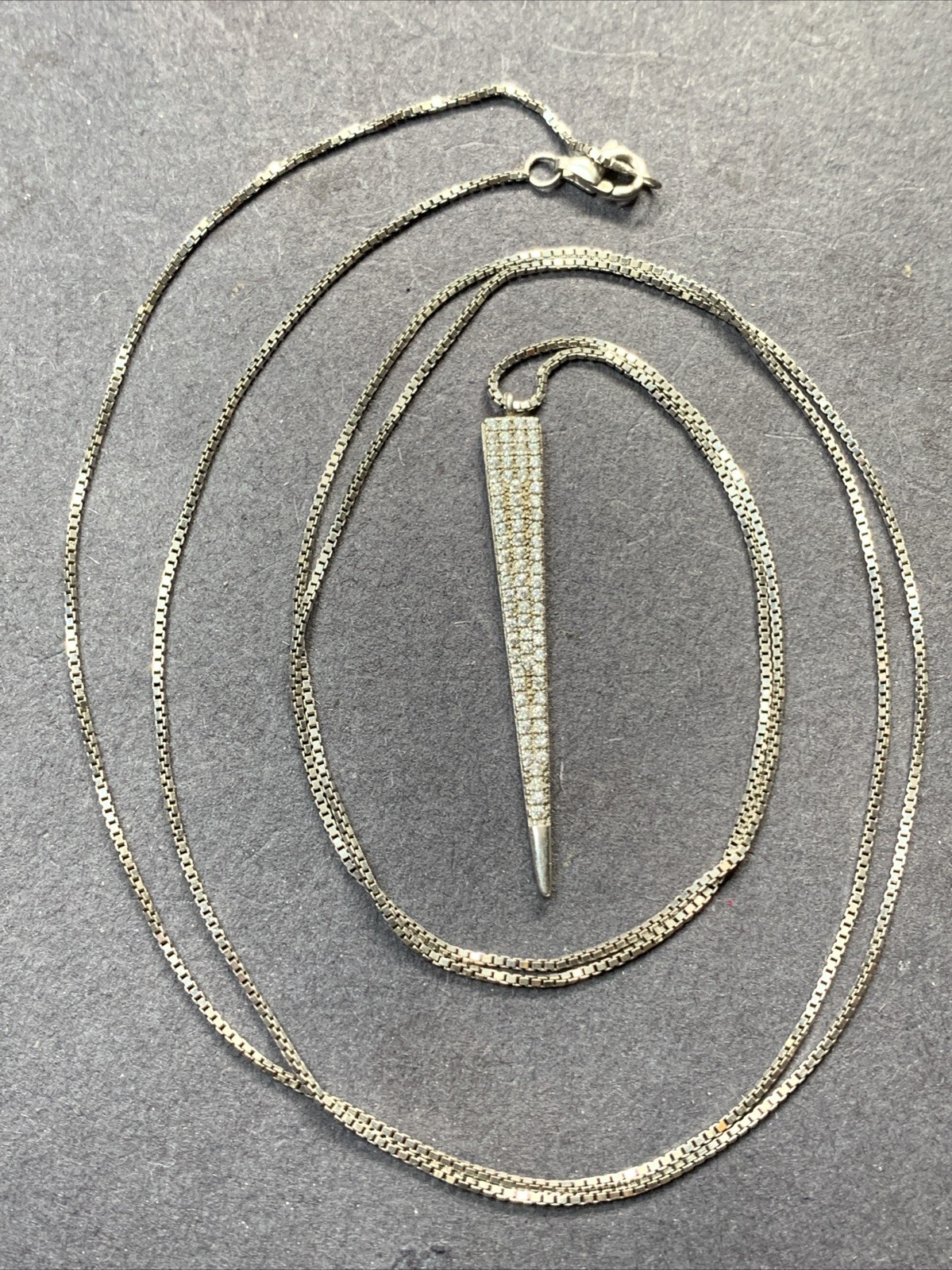 STERLING SILVER 925 Lot Necklace Charms SS19 Triangle Crystal Large Pink Crystal