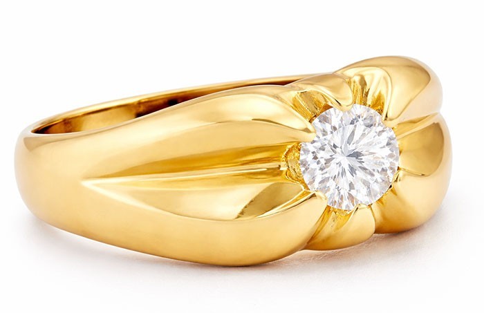 GENUINE 0.45 Cts DIAMOND MEN’S PINKY RING SOLID 10K YELLOW GOLD – NWT