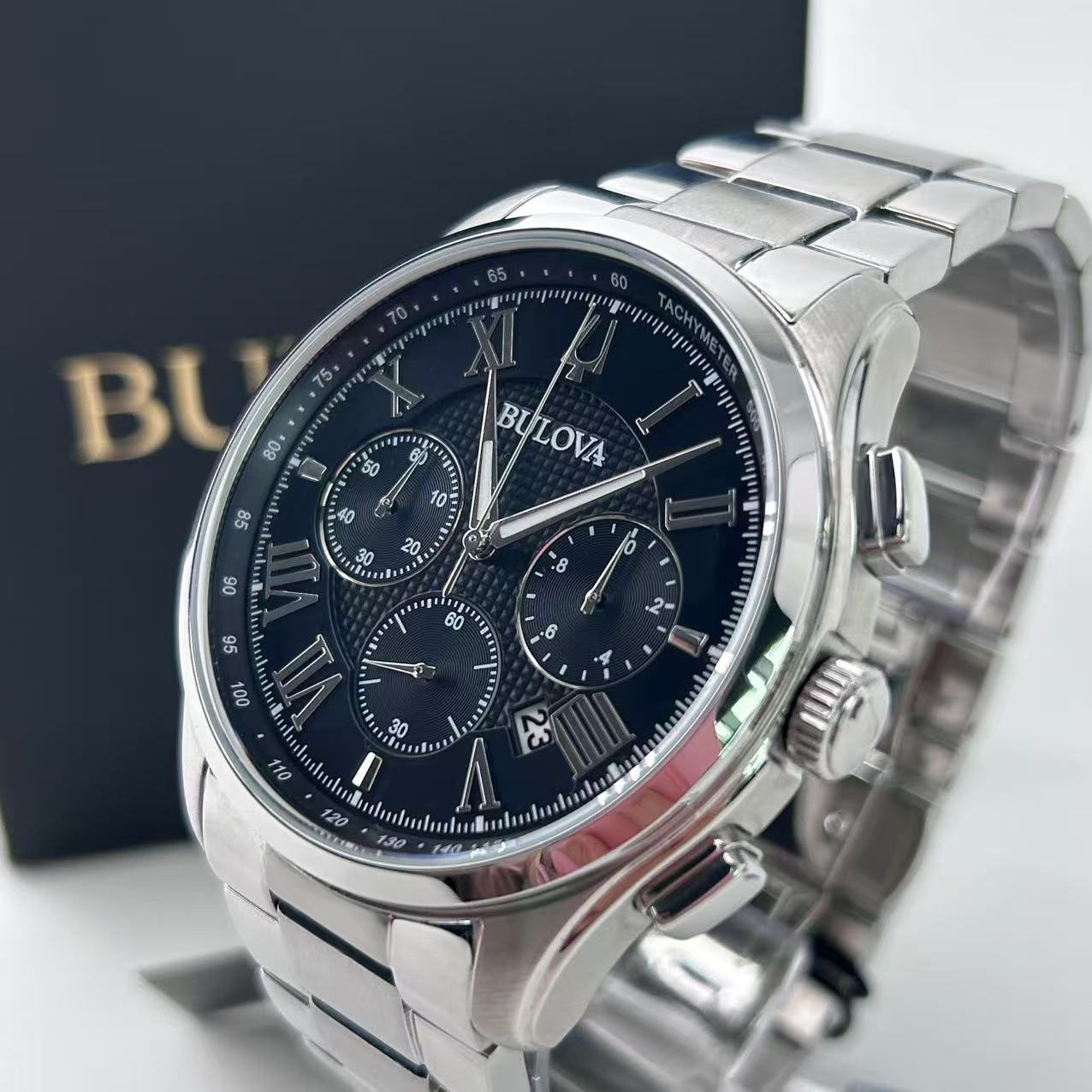 New Bulova Wilton 96B288 Men’s Stainless Steel Chronograph Quartz Watch 46mm