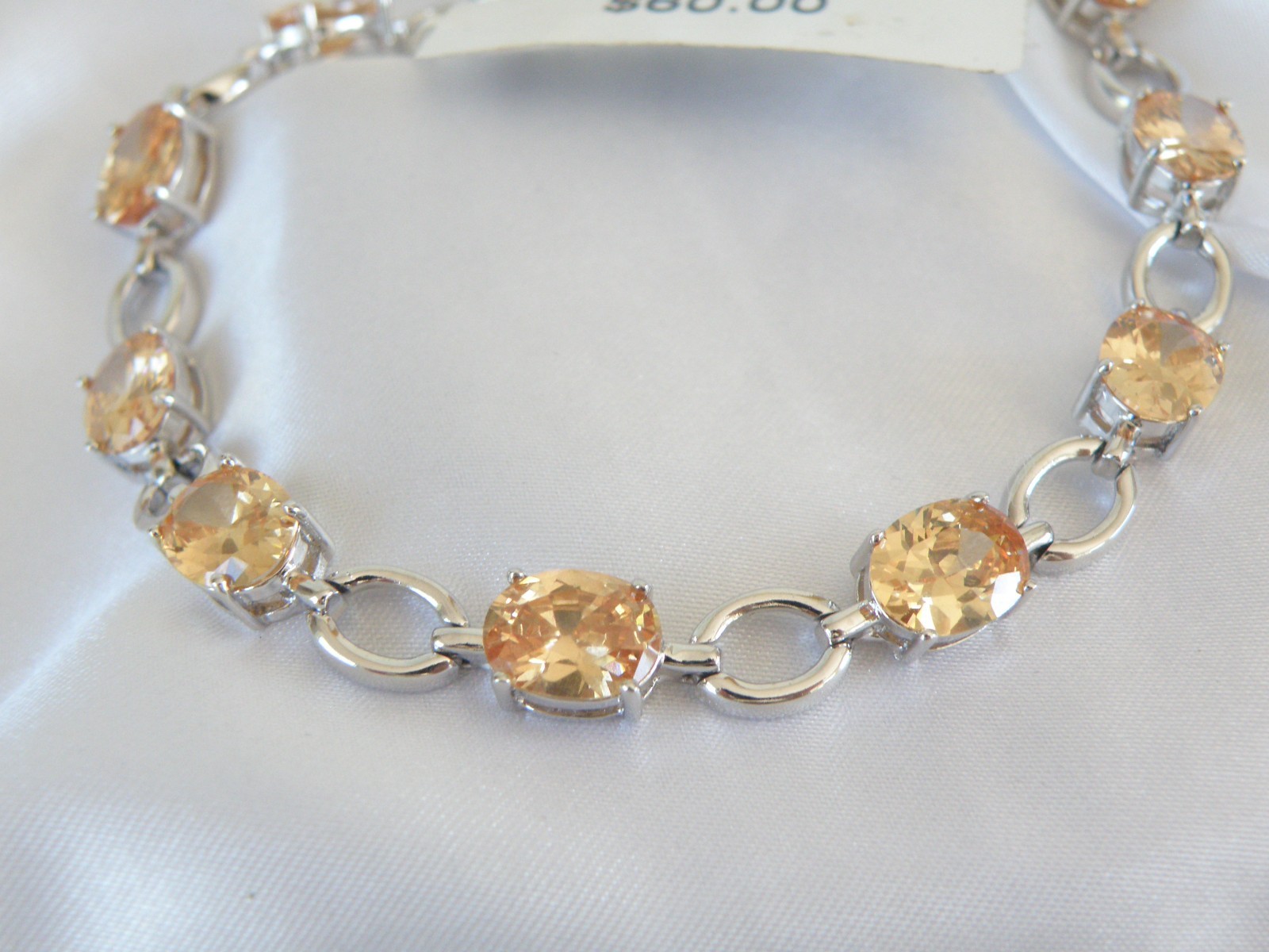 Ross Simons Sterling Silver 925 Gemstone Tennis Station Bracelet Fits 7″