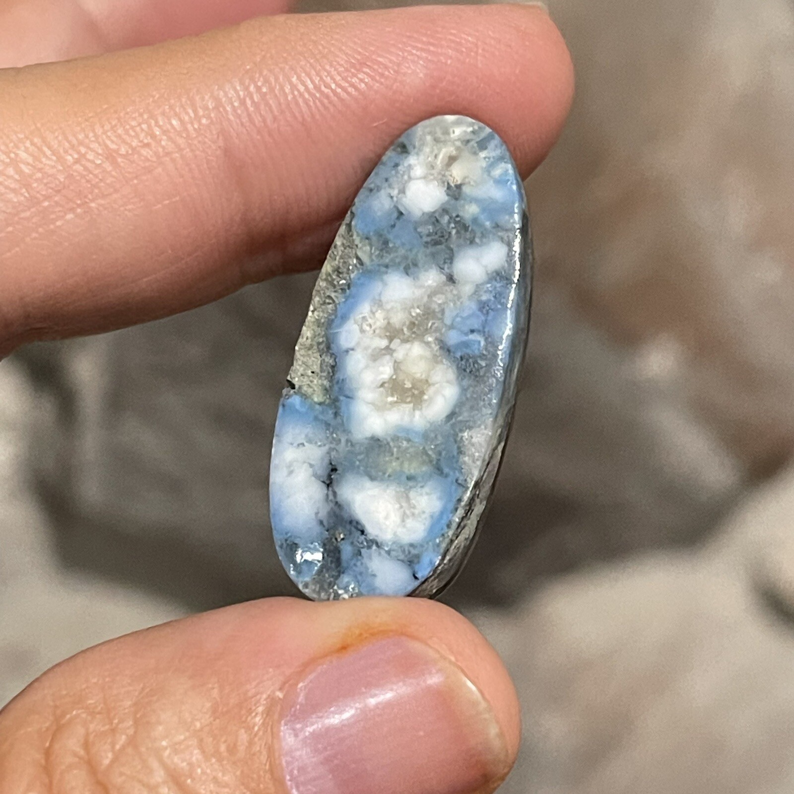 22.4ct 30.6×13.2x7mm White River Stone Lavender Opal Hubei Turquoise Cabochon