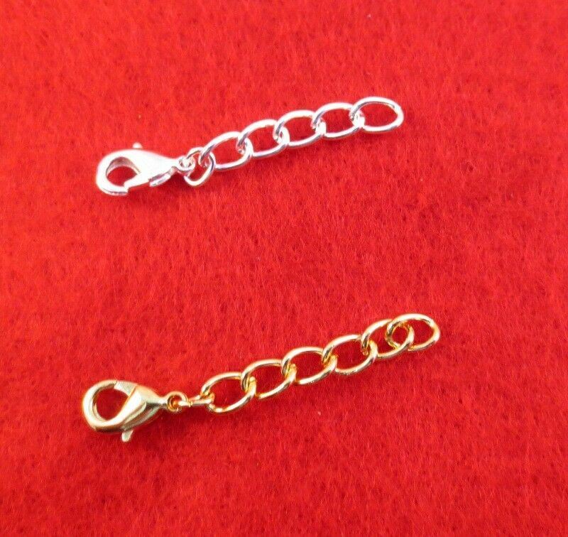 4 INCH GOLD & SILVER PLATED 4.8MM NECKLACE EXTENDER W/ LOBSTER CLAW SET