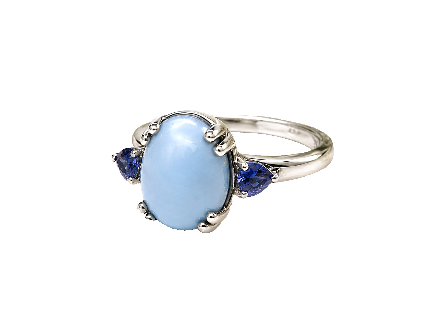 Burmese Blue Jade & Tanzanite Ring Cabochon (11) Sterling 925 Silver – 8.15 CT