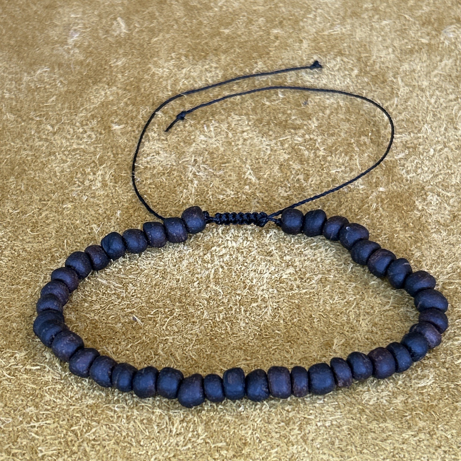 Handmade Rustic Black Walnut Wood Bead Bracelet 8” NEW Handmade Wood Bead
