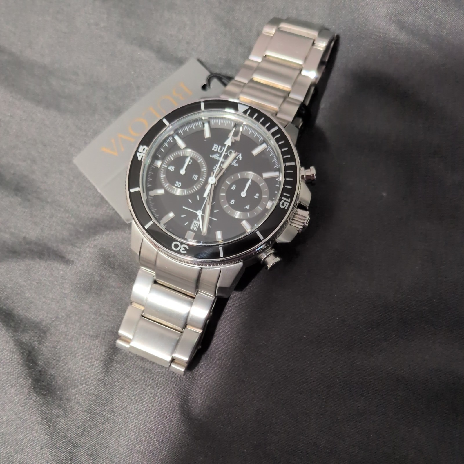 Bulova Marine Star Series C 96B272 Black Dial Chronograph Men Quartz Watch 45MM