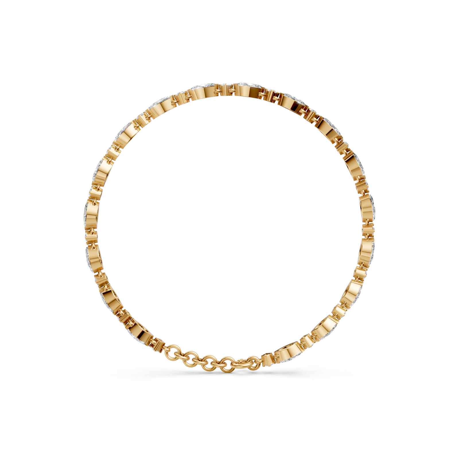 Station Chain Tennis Bracelet Marquise & Round Lab Grown Diamond