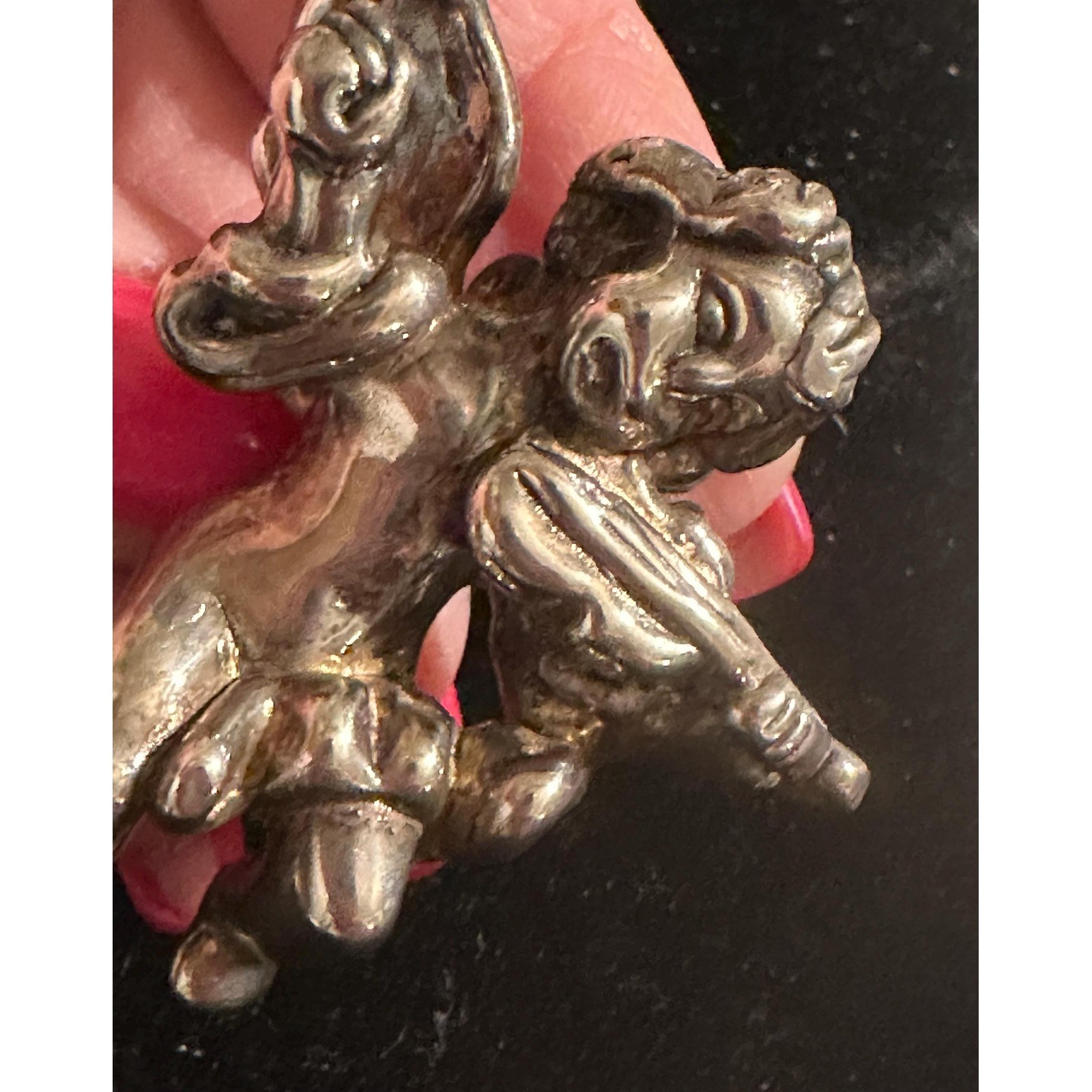 Sterling Silver Electroform Cherub Angel Pin Pendant