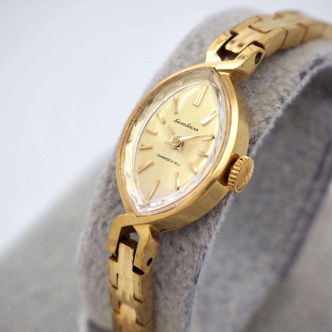 Seiko ASGP 10-7001 Solar Gold Watch Manual Wind Japan Vintage 0716218