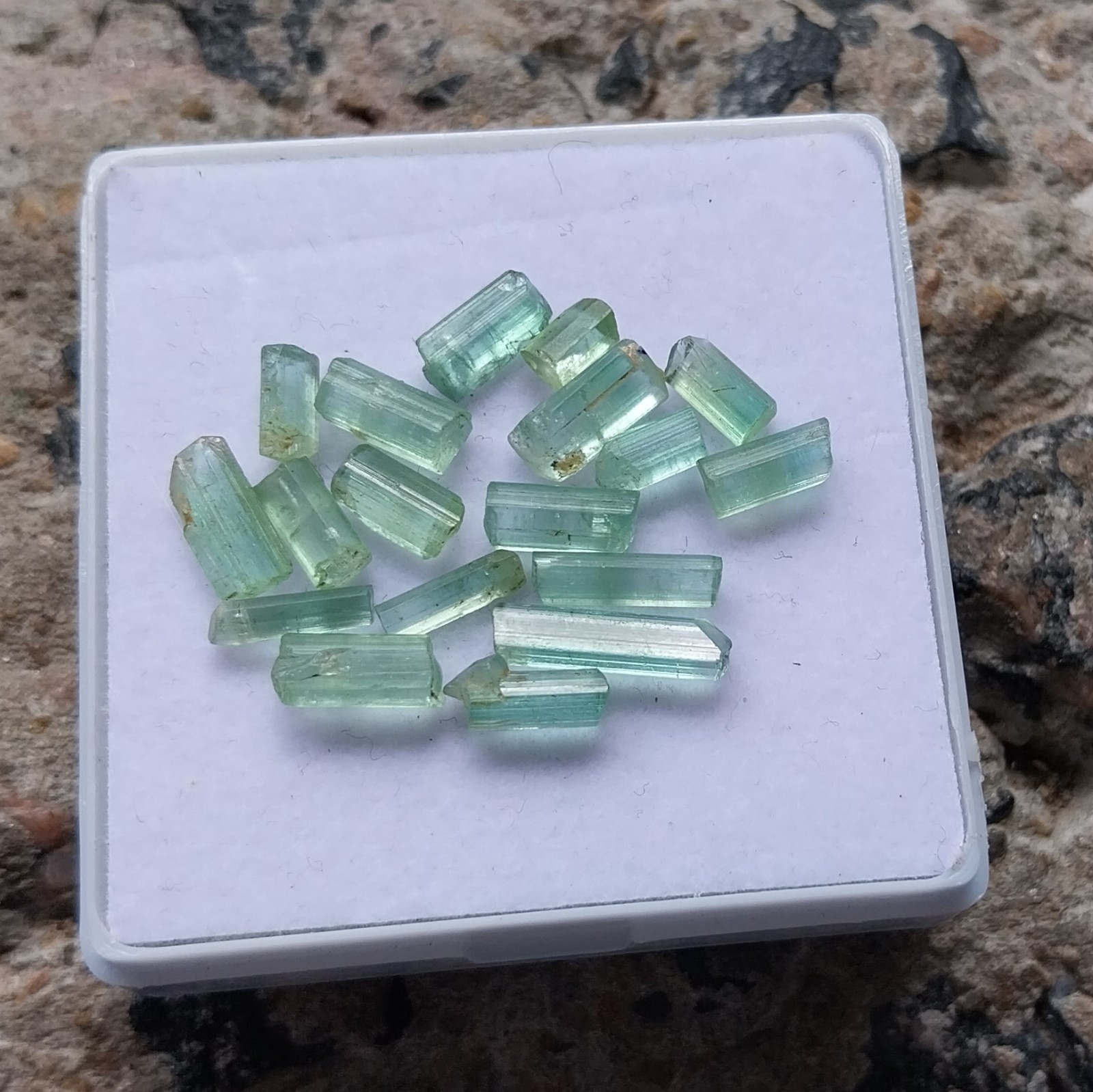 16 Ct 7 to 13 MM Natural Mint Green Tourmaline RAW Rough Pencil 17 Piece Lot