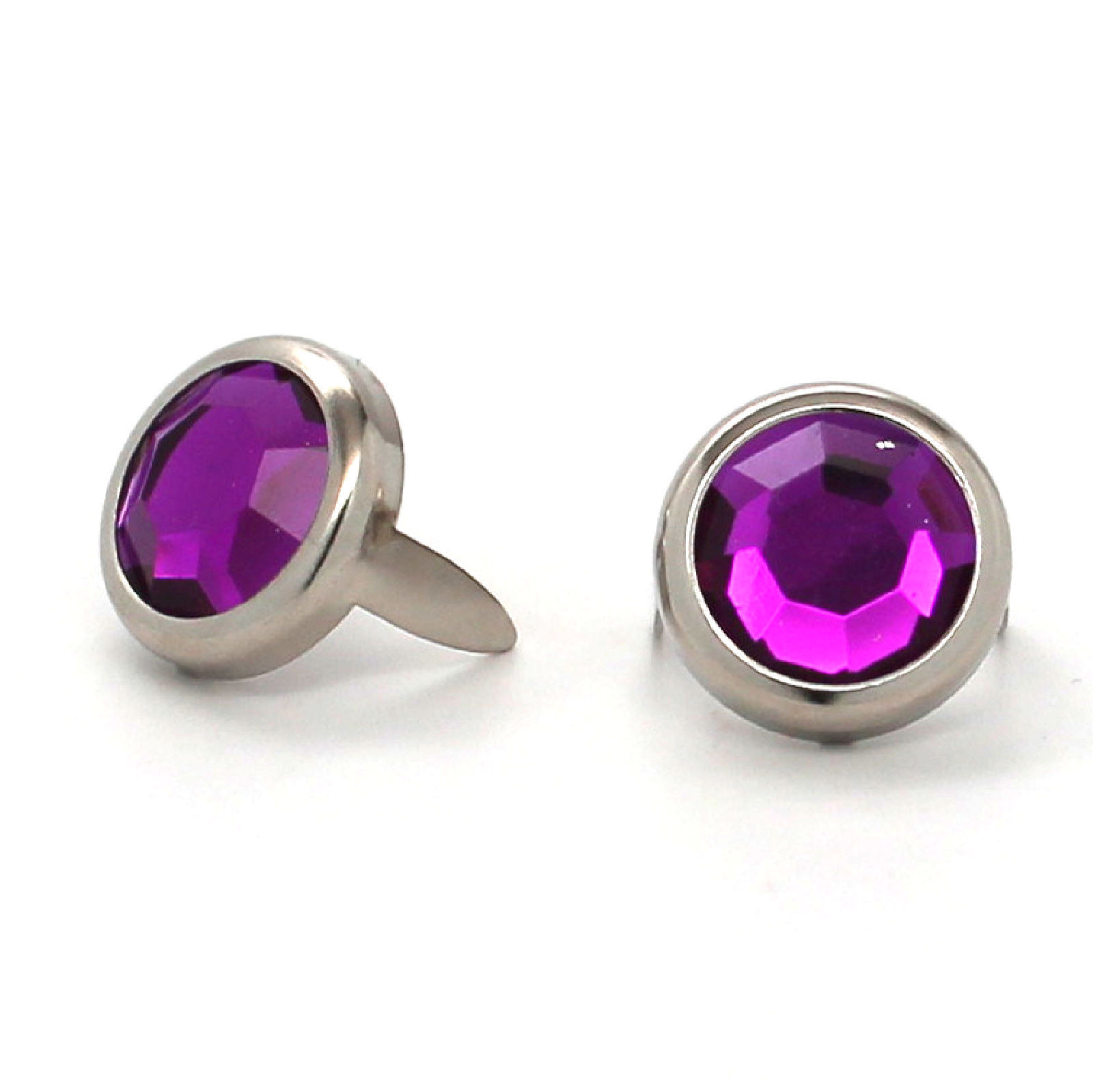 Rhinestones Dark Purple Nail Head Nickel Plated Brass Spots 10 pk. 1/2″ Dia.