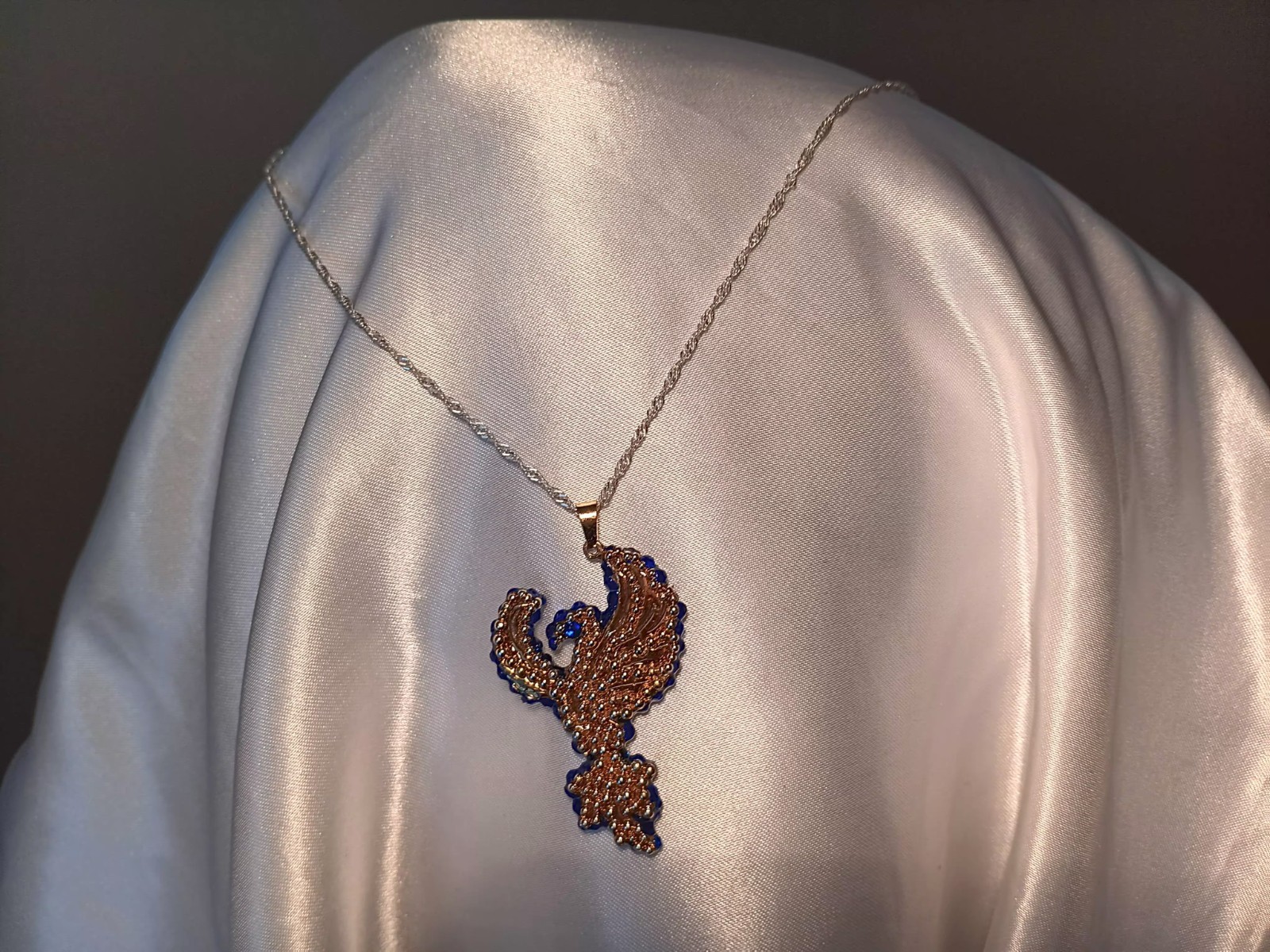 Crystal Phoenix Necklace – Dual Ice & Fire Bird Jewelry – Phoenix Set Gift