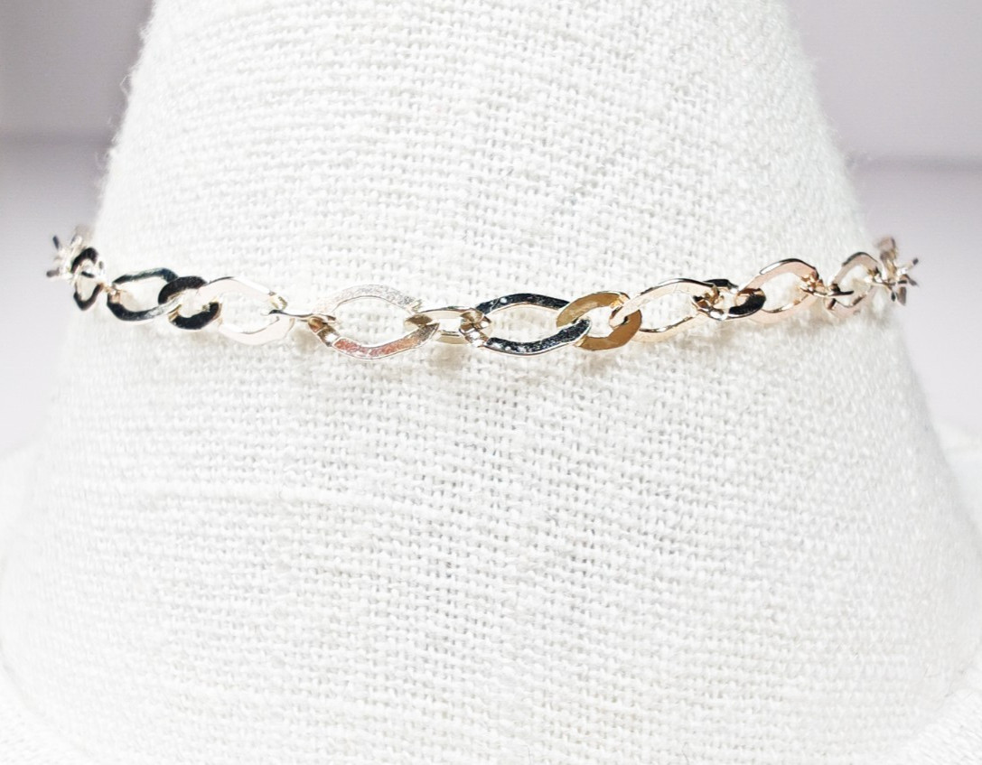 Italy 925 Sterling Silver Oval Link Bracelet 7.25″ Designer Spring Ring 1.65g