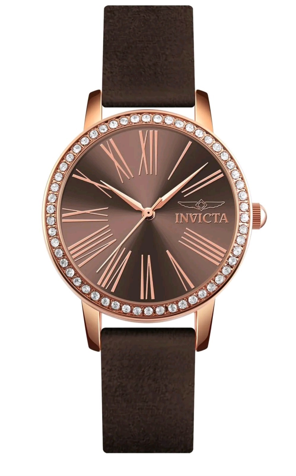 Invicta 70374 Celestial Ladies Watch 31mm Rose Gold Brown Dial Leather NEW