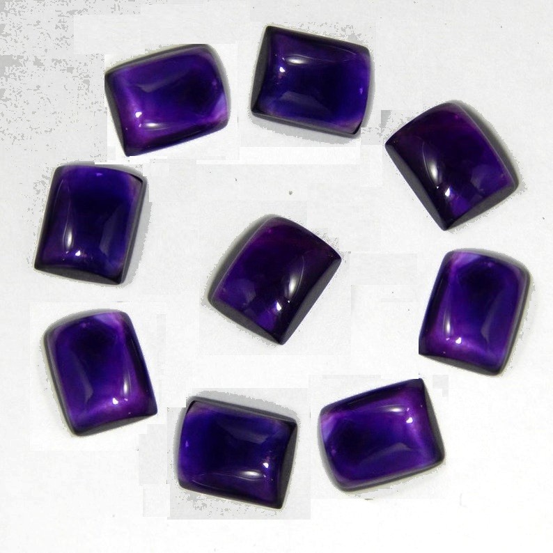 Natural Purple Amethyst Rectangle Cabochon 5x7mm to 12x16mm Loose Gemstone