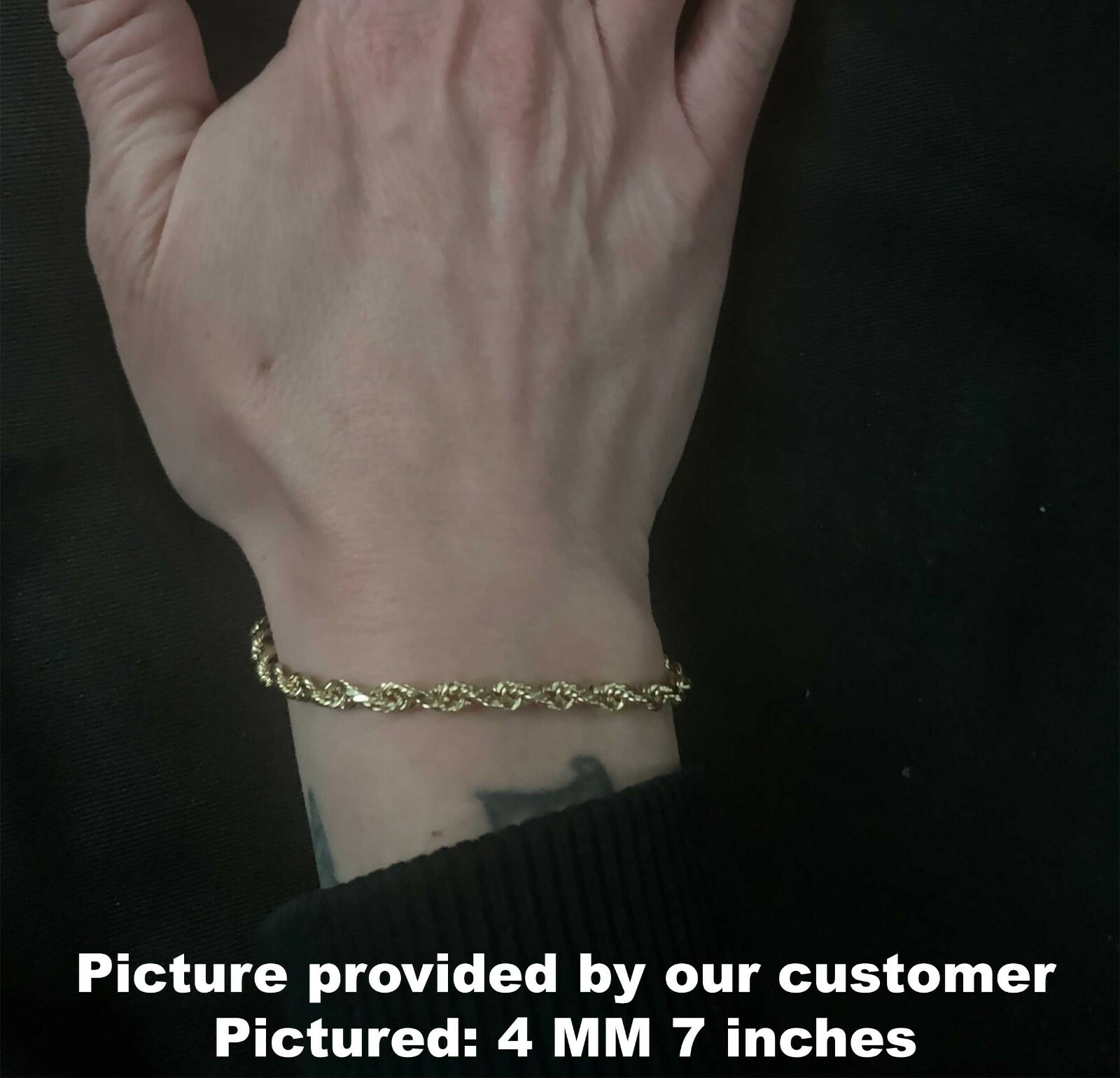 Solid 14K Yellow Gold Diamond Cut Rope Bracelet, 7″ 8″ Inches