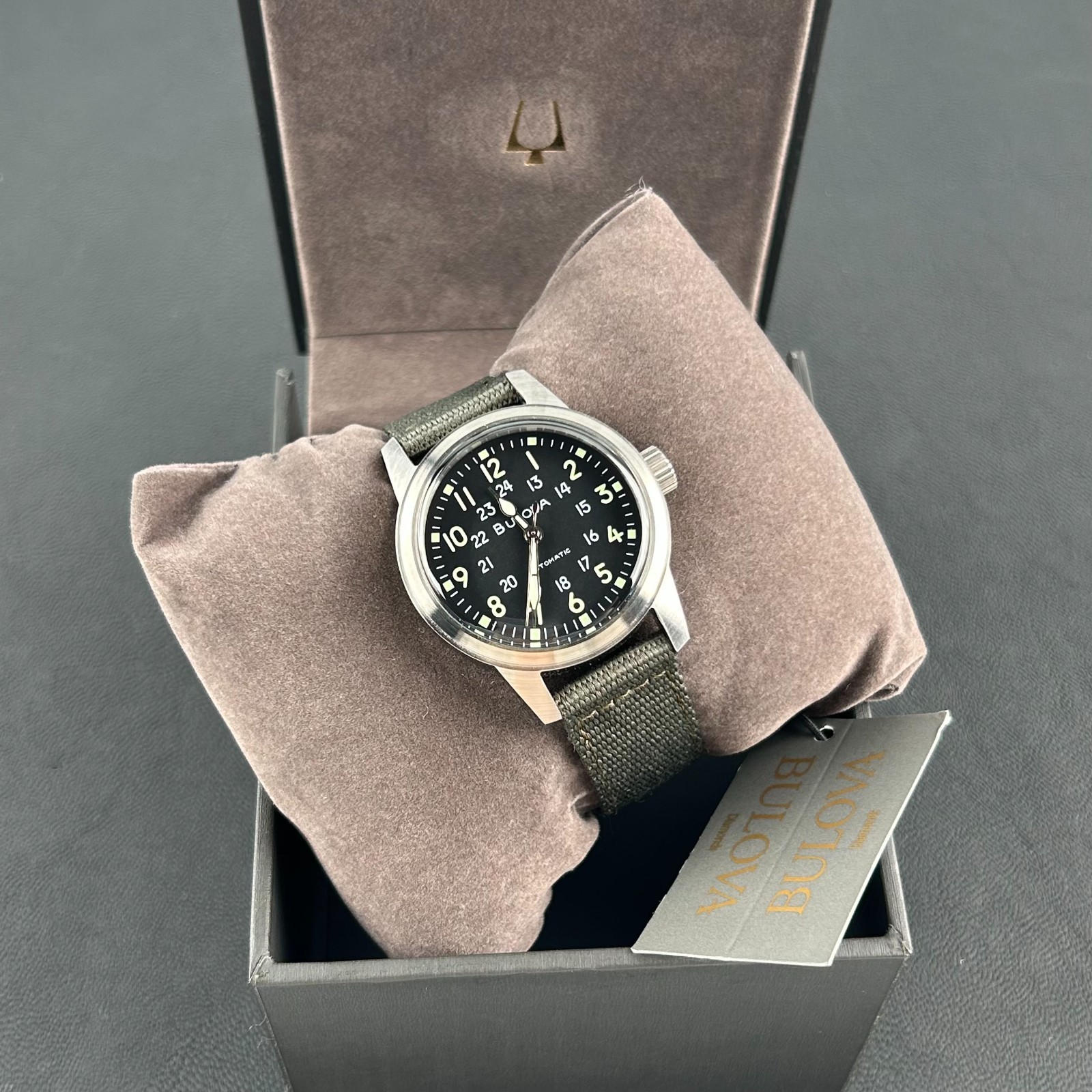 Bulova VWI Special Edition Hack 38mm Automatic Black Dial Men’s Watch 96A259