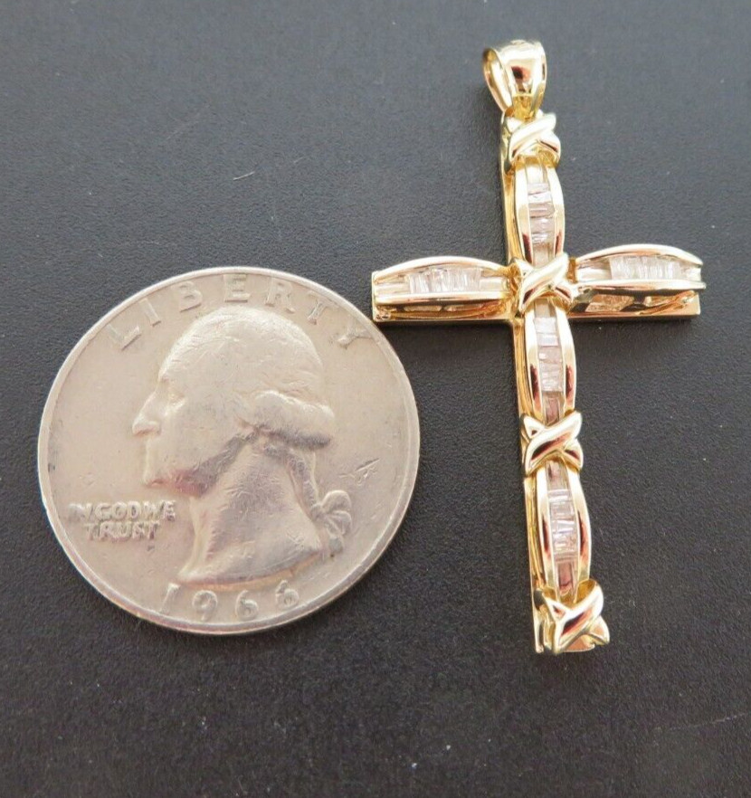 14K YG DIAMOND CLUSTER CROSS PENDANT 0.35 tcw 22.77 MM X 43.50 MM 5.47g(AI-2251)