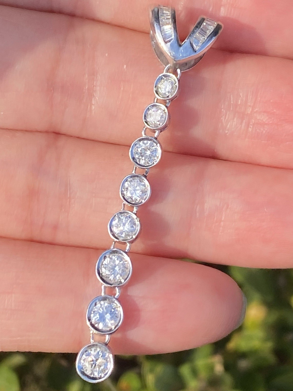 1.00CTW 100% Natural Round Diamond Drop Platinum Pendant