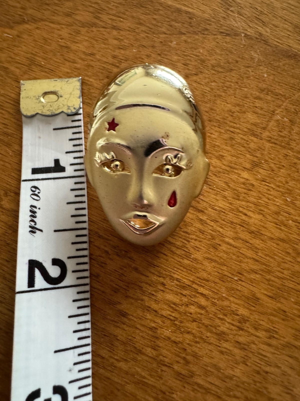 Vintage Drama Comedy Tragedy Gold Tone Brooch