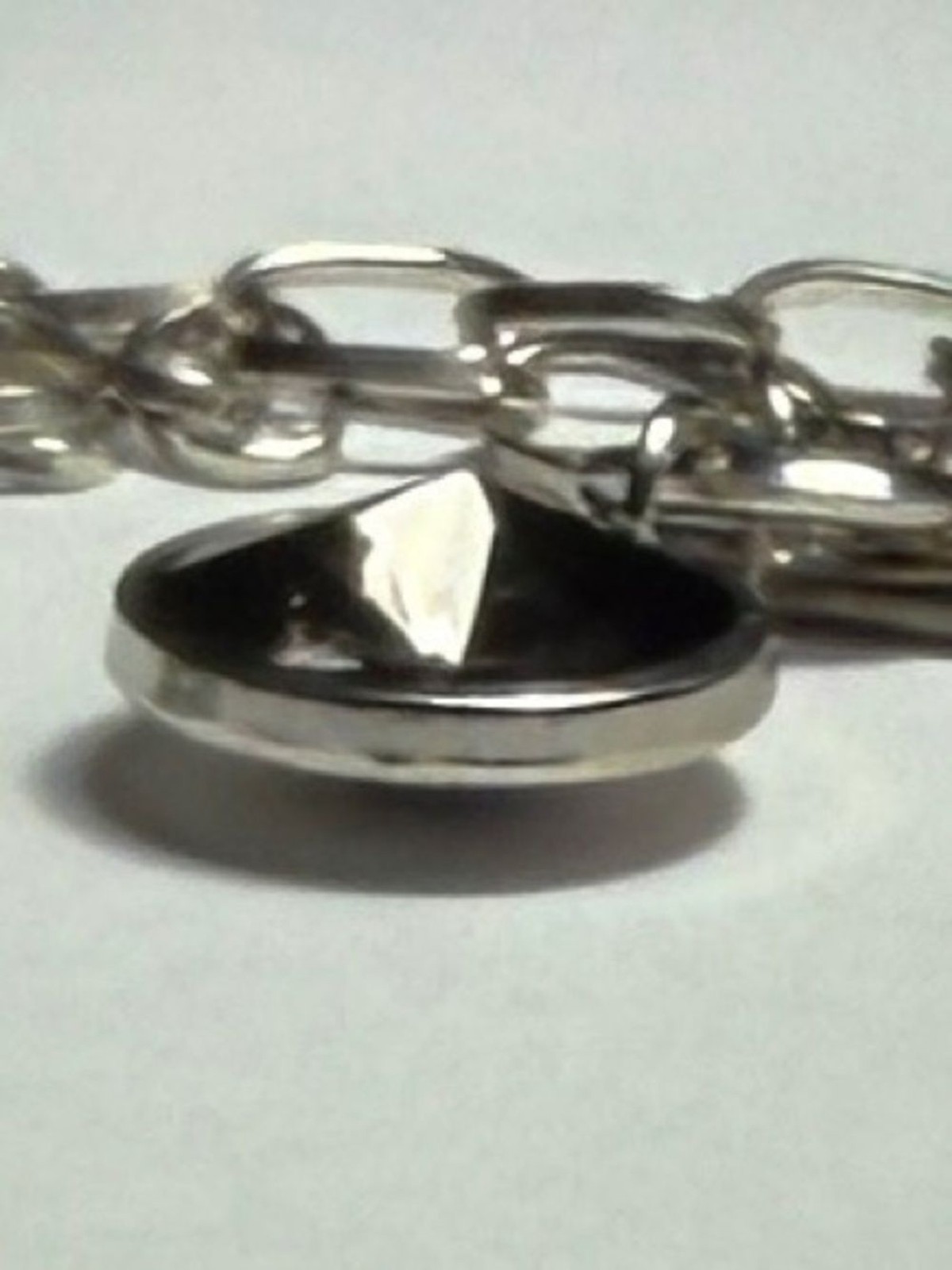 Silver Chain Necklace Round Grey Stone Pendant Toggle Clasp Fashion Jewelry 18″